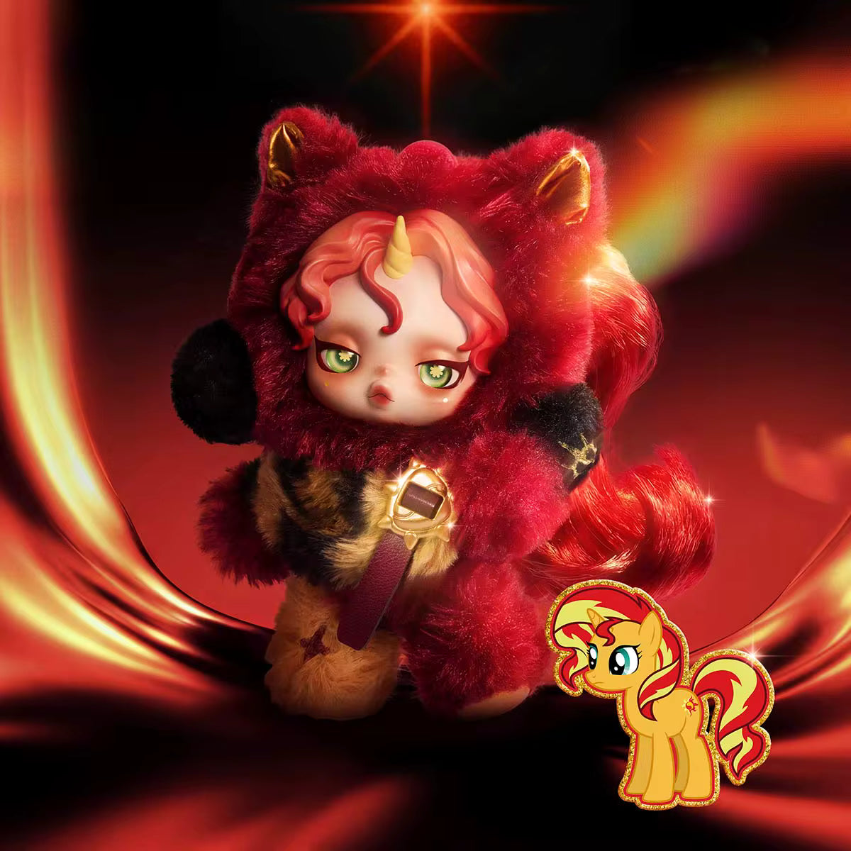 Pendente de boneco de peluche da série SKULLPANDA × My Little Pony
