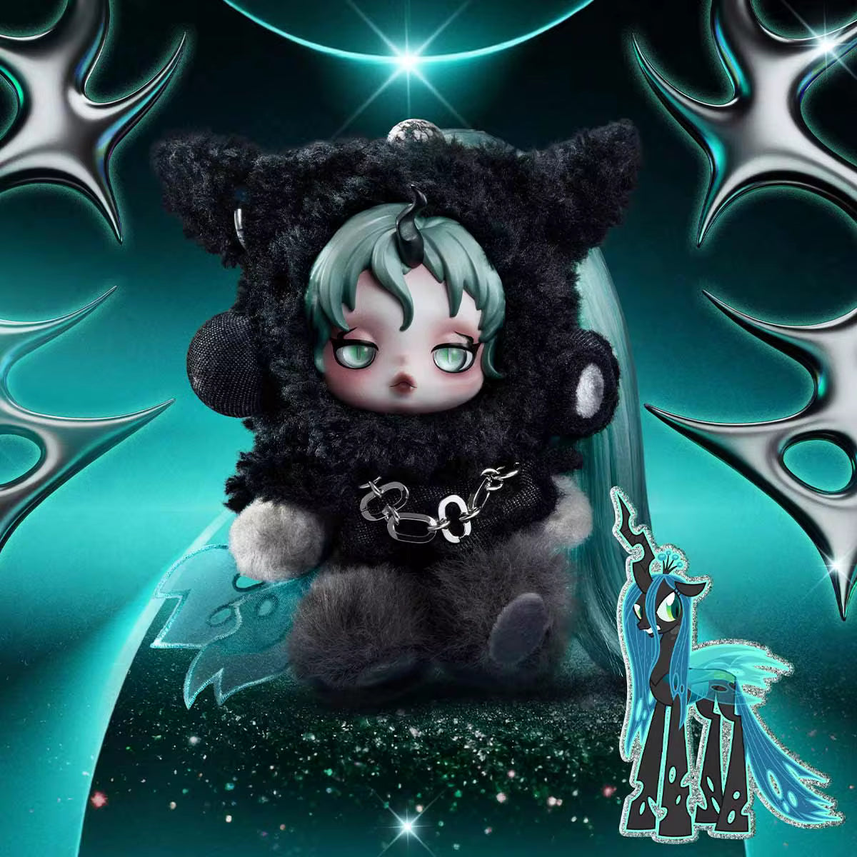 Pendente de boneco de peluche da série SKULLPANDA × My Little Pony