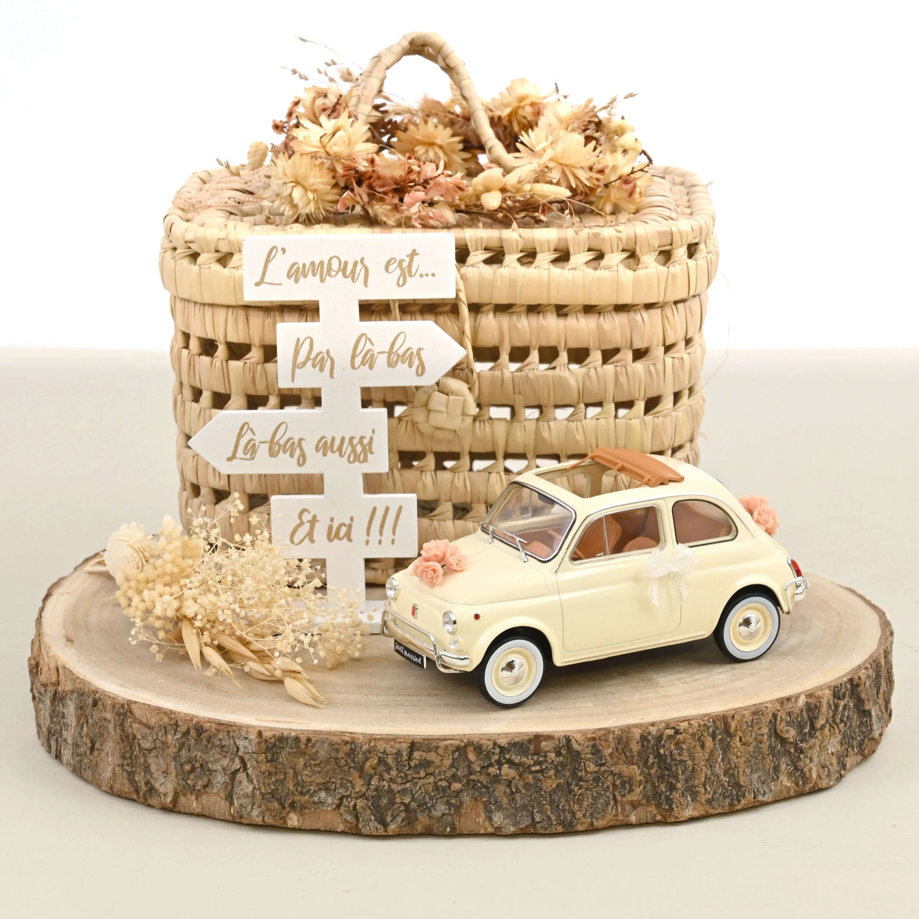 Fiat 500L 1968 Beige Hochzeitsgeschenk 1/18 Just Married
