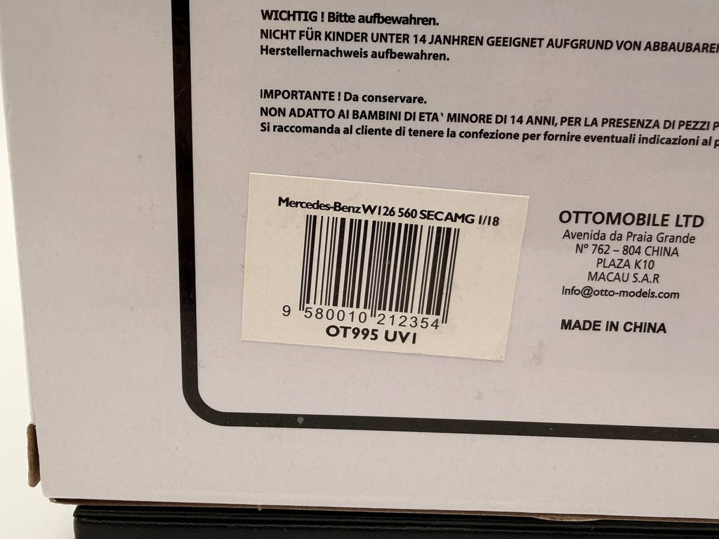 OTTO 1987 Mercedes 560 SEC AMG (W126) Signal Red 1:18 OT995