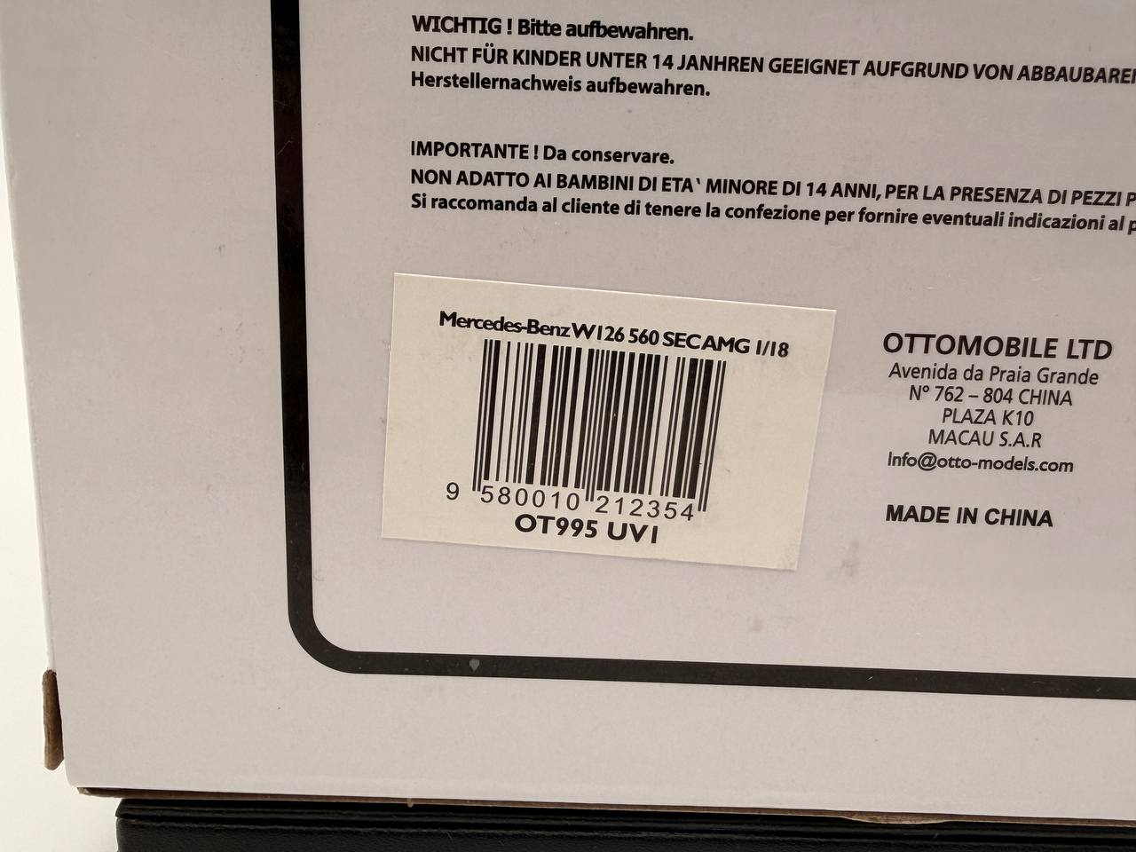 OTTO 1987 Mercedes 560 SEC AMG (W126) Signal Red 1:18 OT995