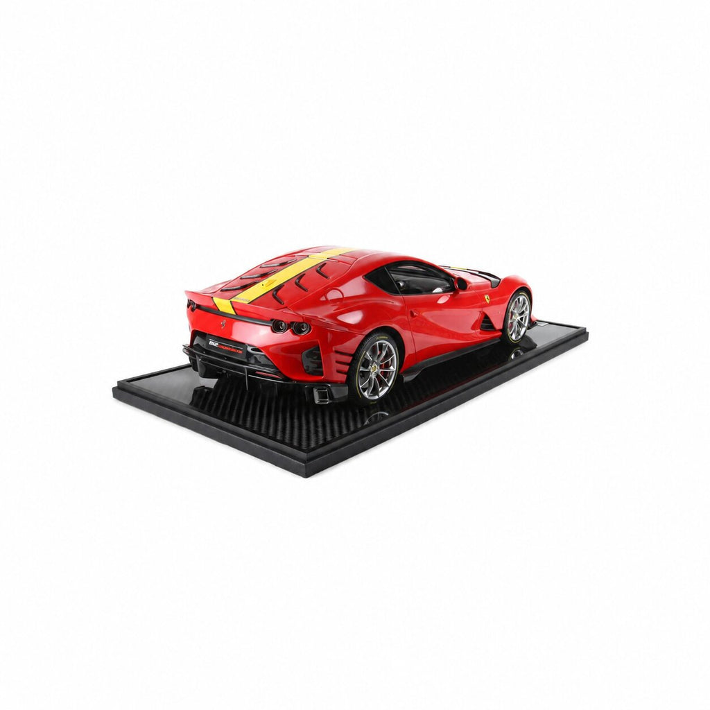 Ferrari 812 Competizione – Rosso Corsa with Yellow Stripe Limited Edition (100 pcs) 1:12 Scale by BBR Models – BBR Models – view 2