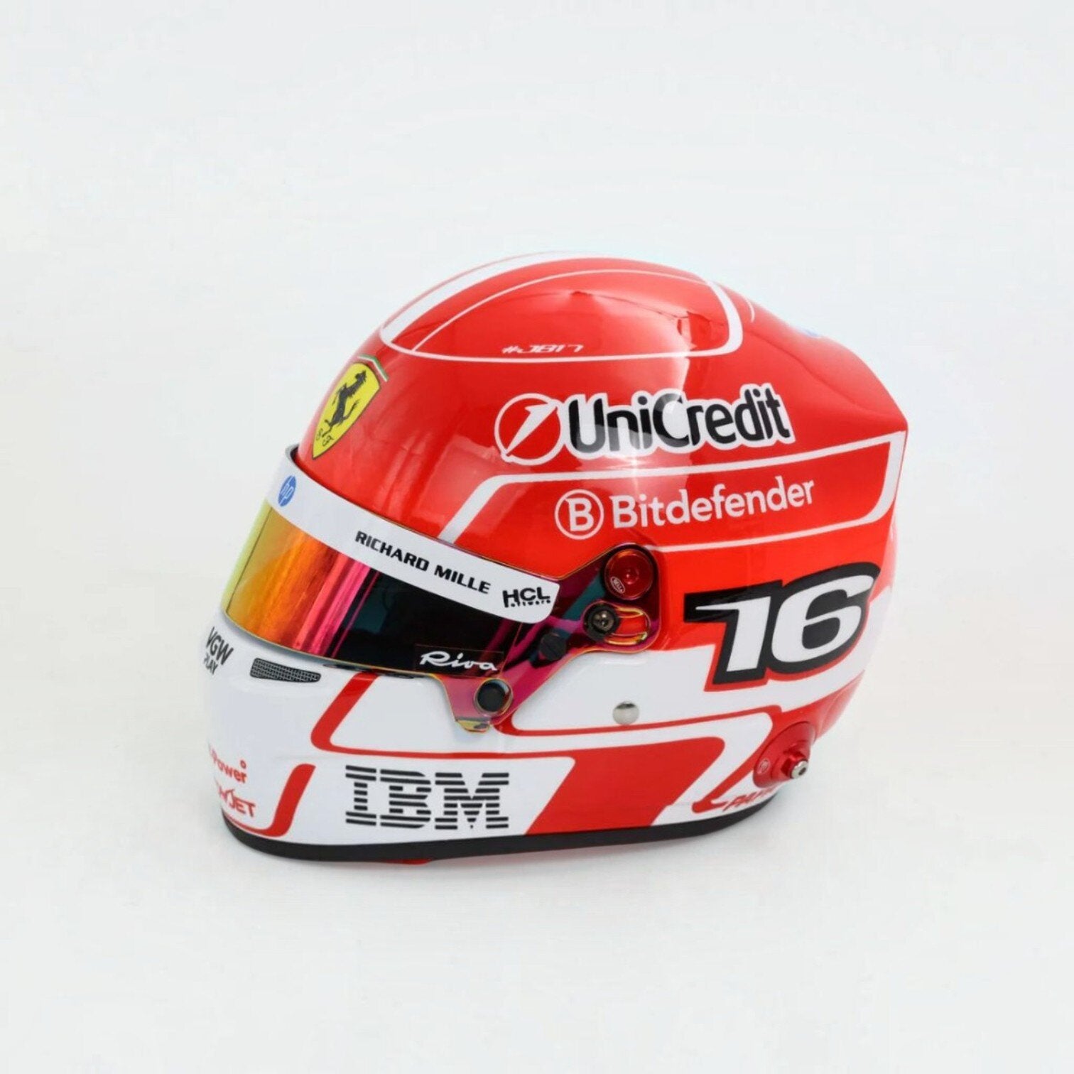 Mini casco de la temporada 2025 de Charles Leclerc #16 de Bell a escala 1:2 de BELL