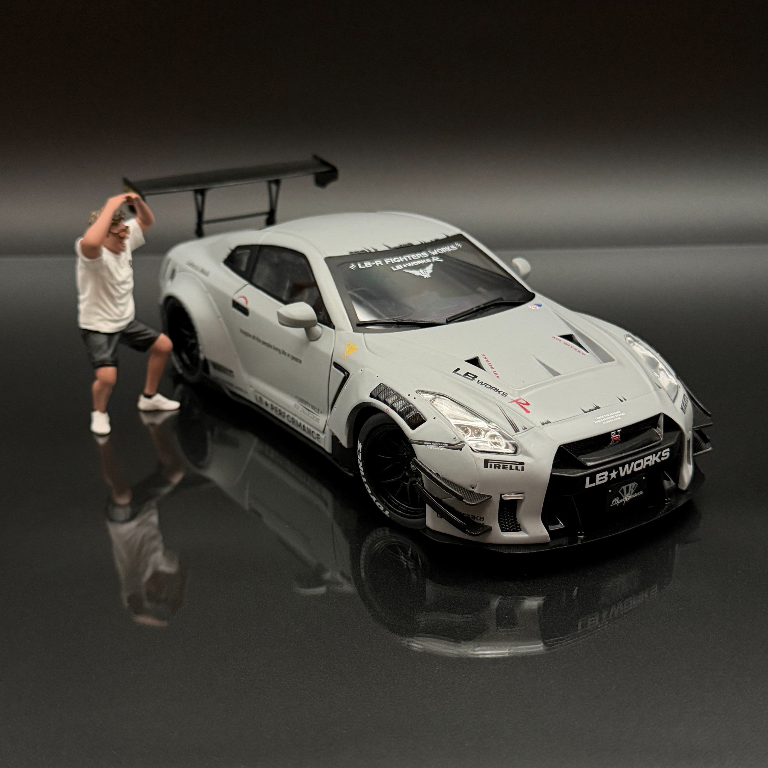 Nissan GT-R R35 Liberty Walk 2.0 2024 Grey 1:18 Solido Widebody Model Car