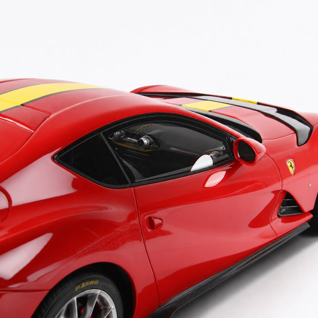 Ferrari 812 Competizione – Rosso Corsa with Yellow Stripe Limited Edition (100 pcs) 1:12 Scale by BBR Models – BBR Models – view 6