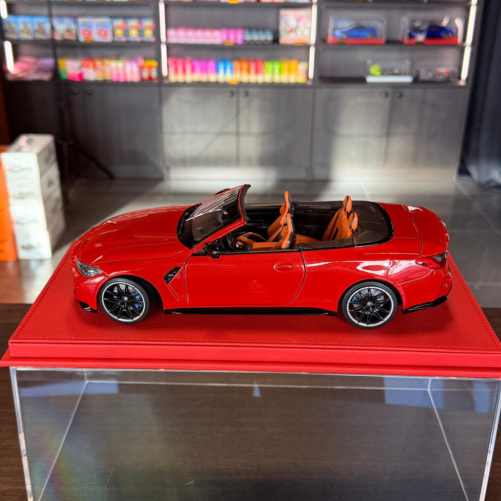 BMW M4 Cabriolet 2021 Red Metallic 1:18 Scale by Minichamps