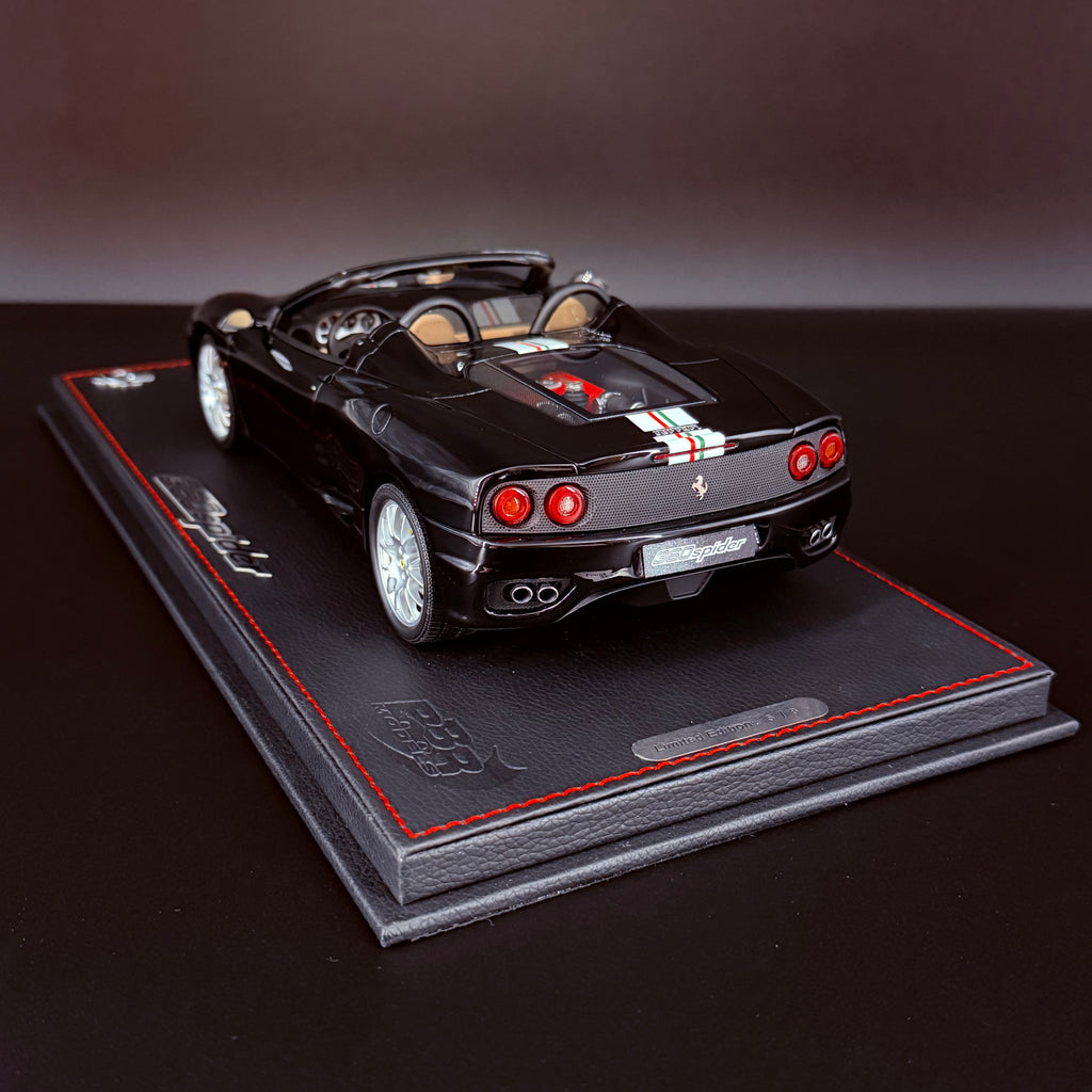 Modellauto BBR Models 1/18 Ferrari 360 Modena Spider Glanzschwarz F1 Automatik Getriebe Limitierte Auflage