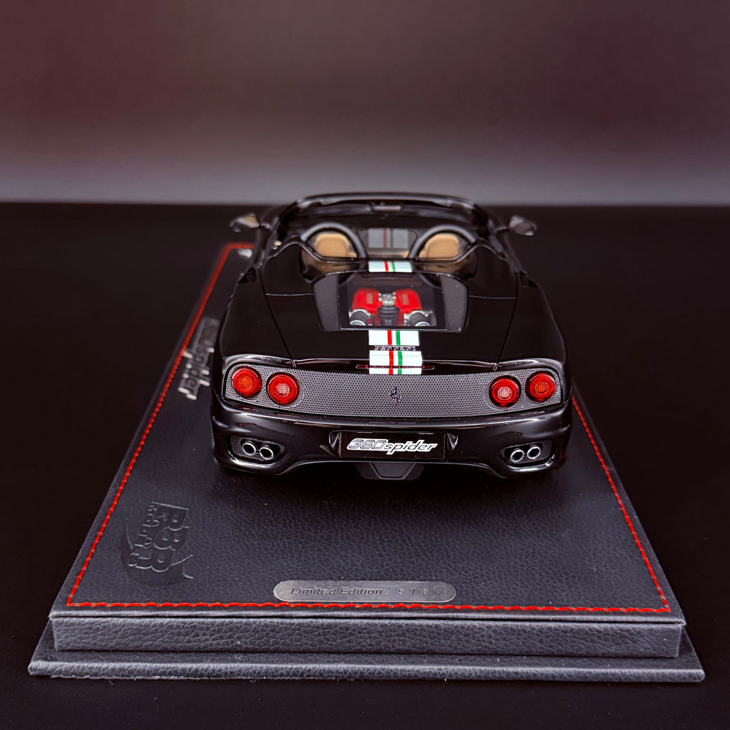 Modellauto BBR Models 1/18 Ferrari 360 Modena Spider Glanzschwarz F1 Automatik Getriebe Limitierte Auflage