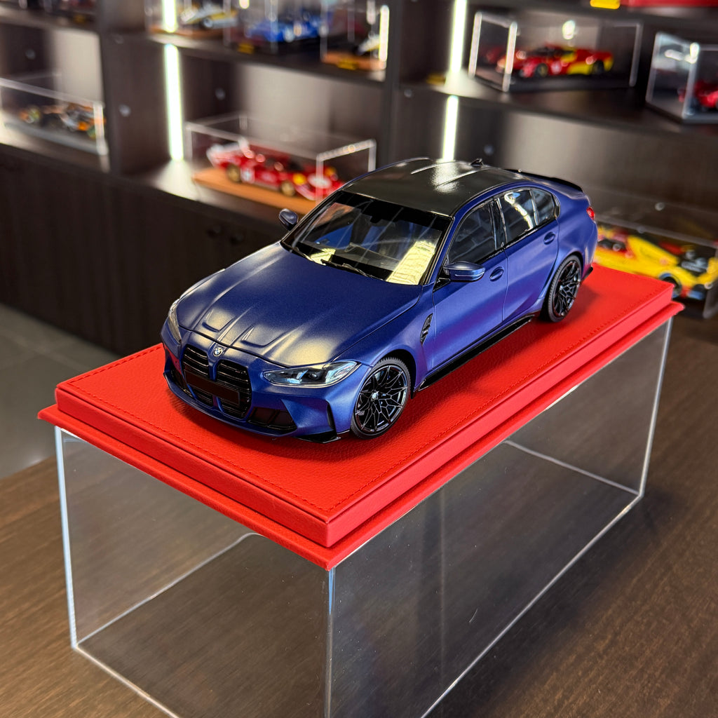 BMW M3 2024 matná metalická modrá 1:18 od spoločnosti Minichamps