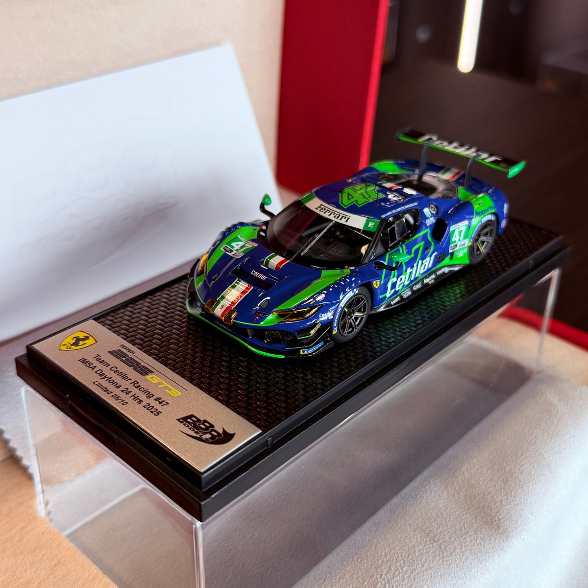 Ferrari 296 GT3 #47 Cetilar Racing 2025 IMSA Daytona 24H 1:43 από την BBR Models — Περιορισμένη έκδοση 10 τεμαχίων