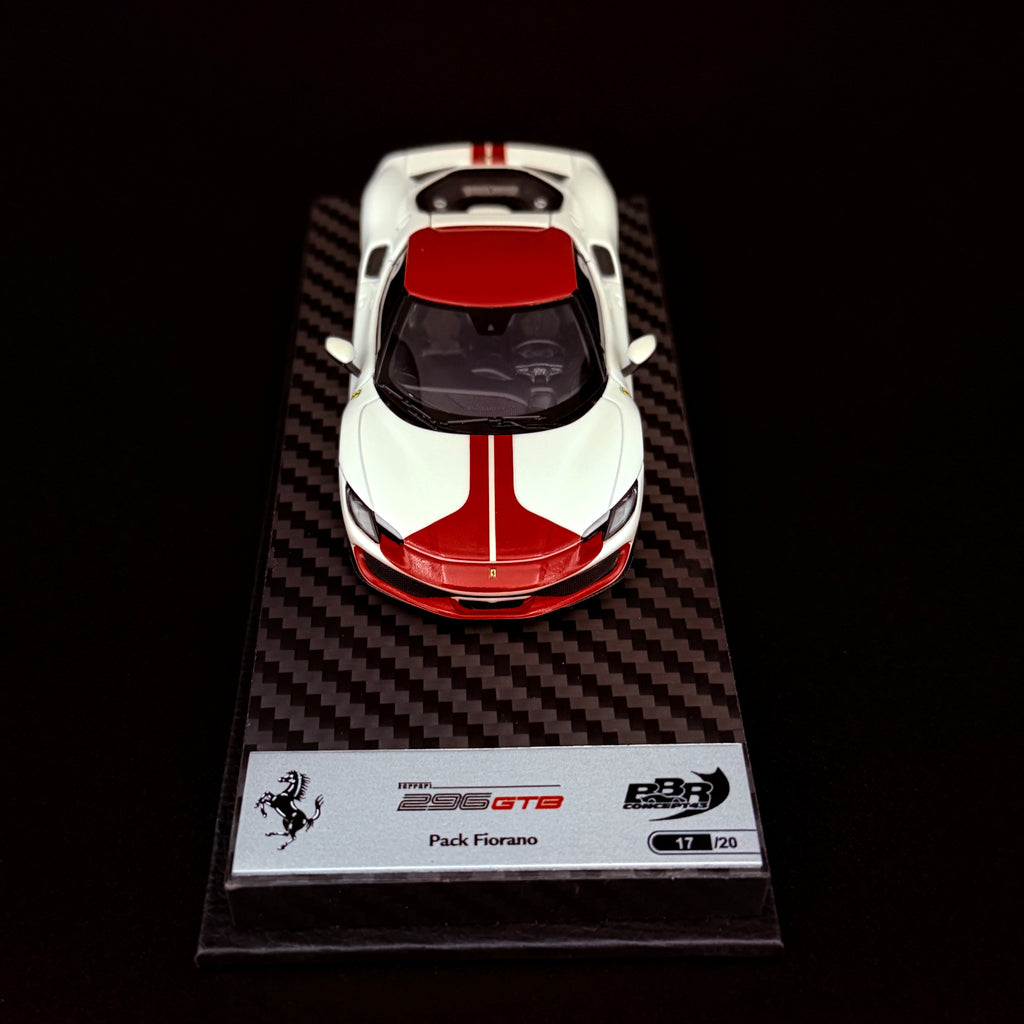 Auto BBR Models 1/43 Ferrari 296 Fiorano White Fuji Glanz Dunkelrot Dach Limitierte Auflage