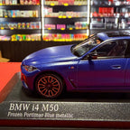 BMW i4 M50 2022 matinės mėlynos metalo spalvos 1:43 Minichamps