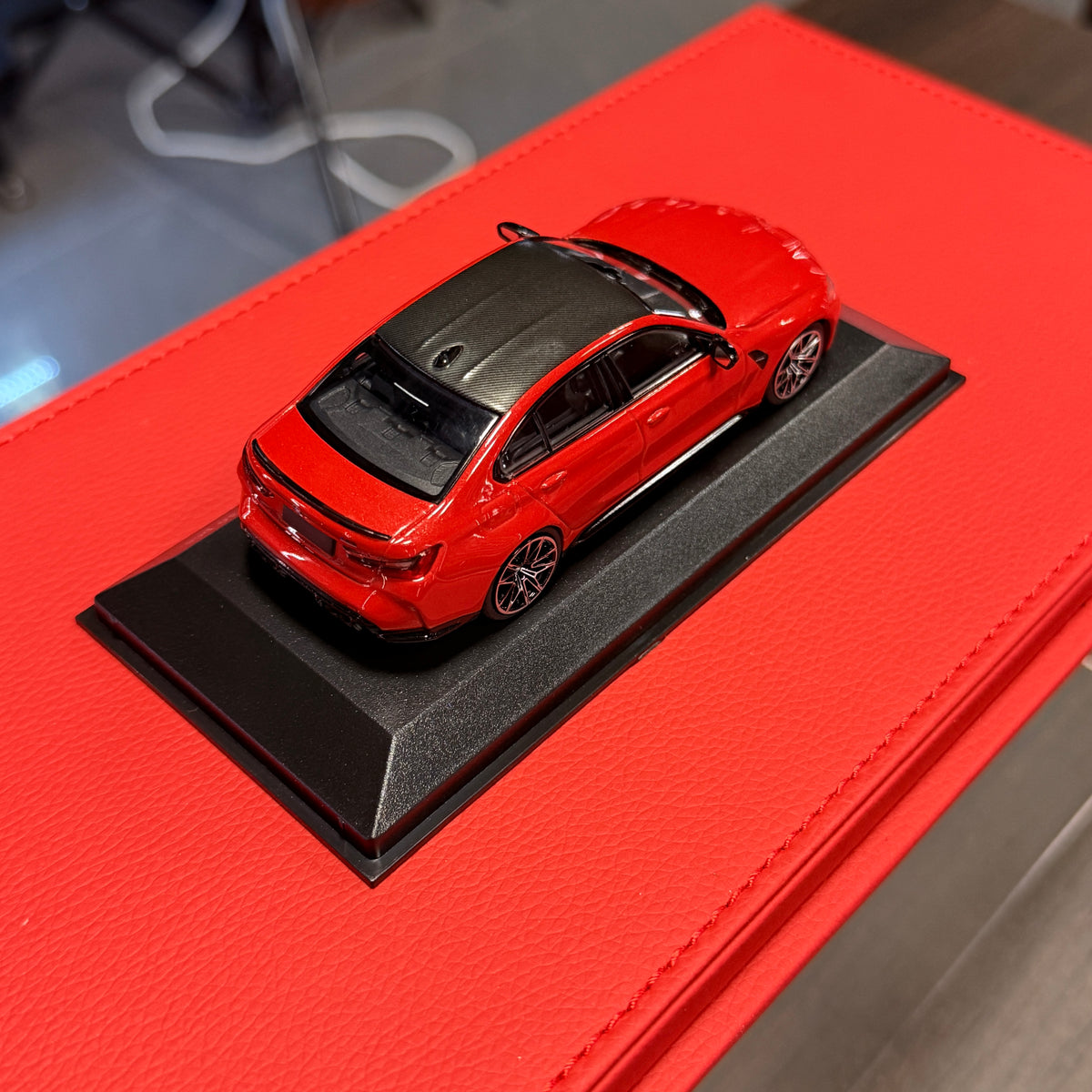 BMW M3 Competition G80 2020 raudona metalinė spalva 1:43, Minichamps