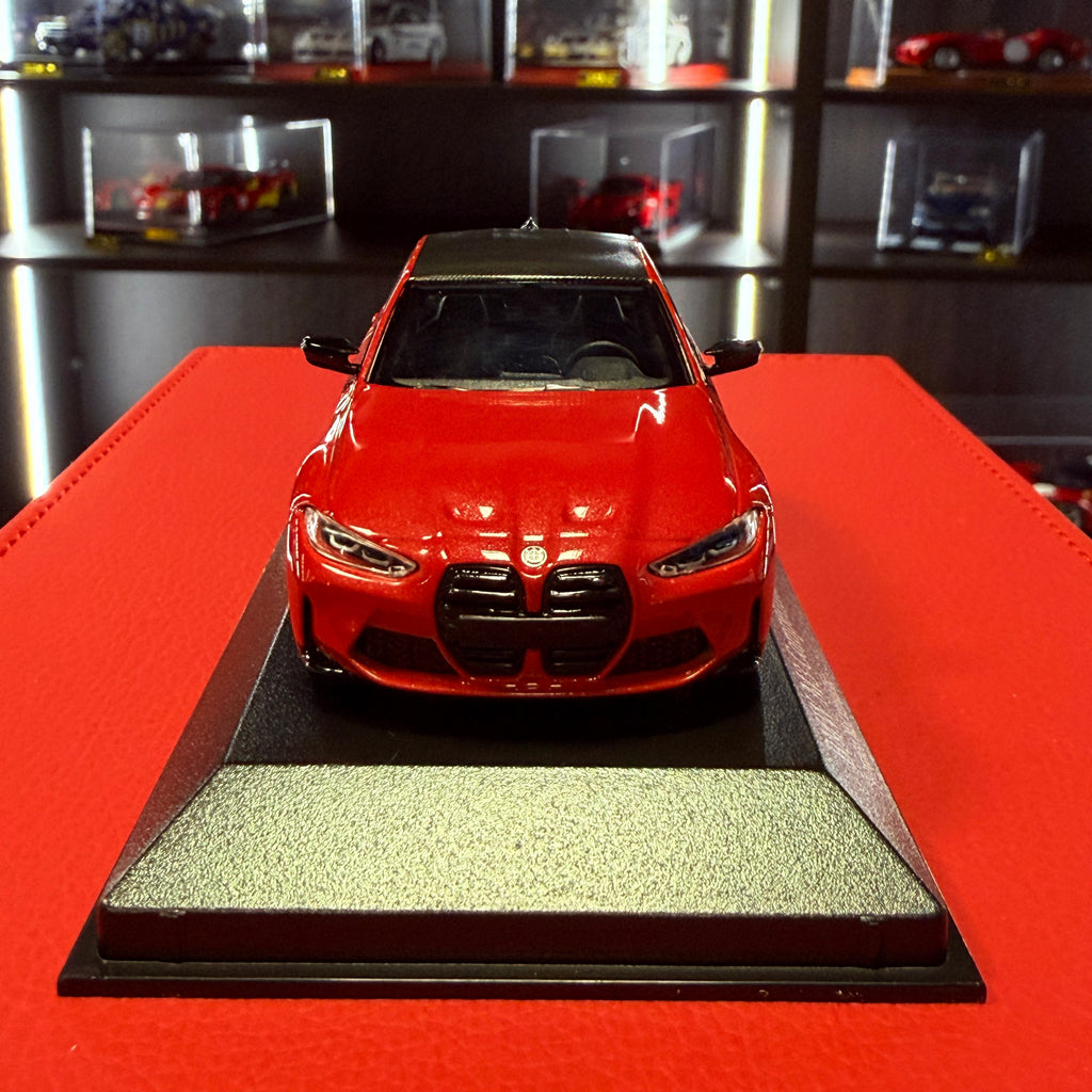 BMW M3 Competition G80 2020 raudona metalinė spalva 1:43, Minichamps