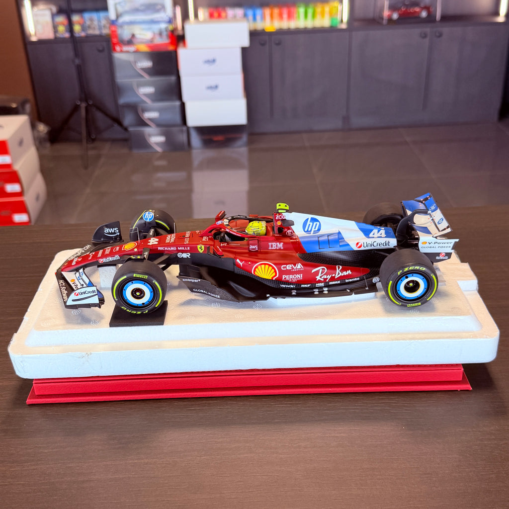 Ferrari SF-25 Miami Grand Prix 2025 Lewis Hamilton #44 1:18 Scale with Display Case by BBR Models