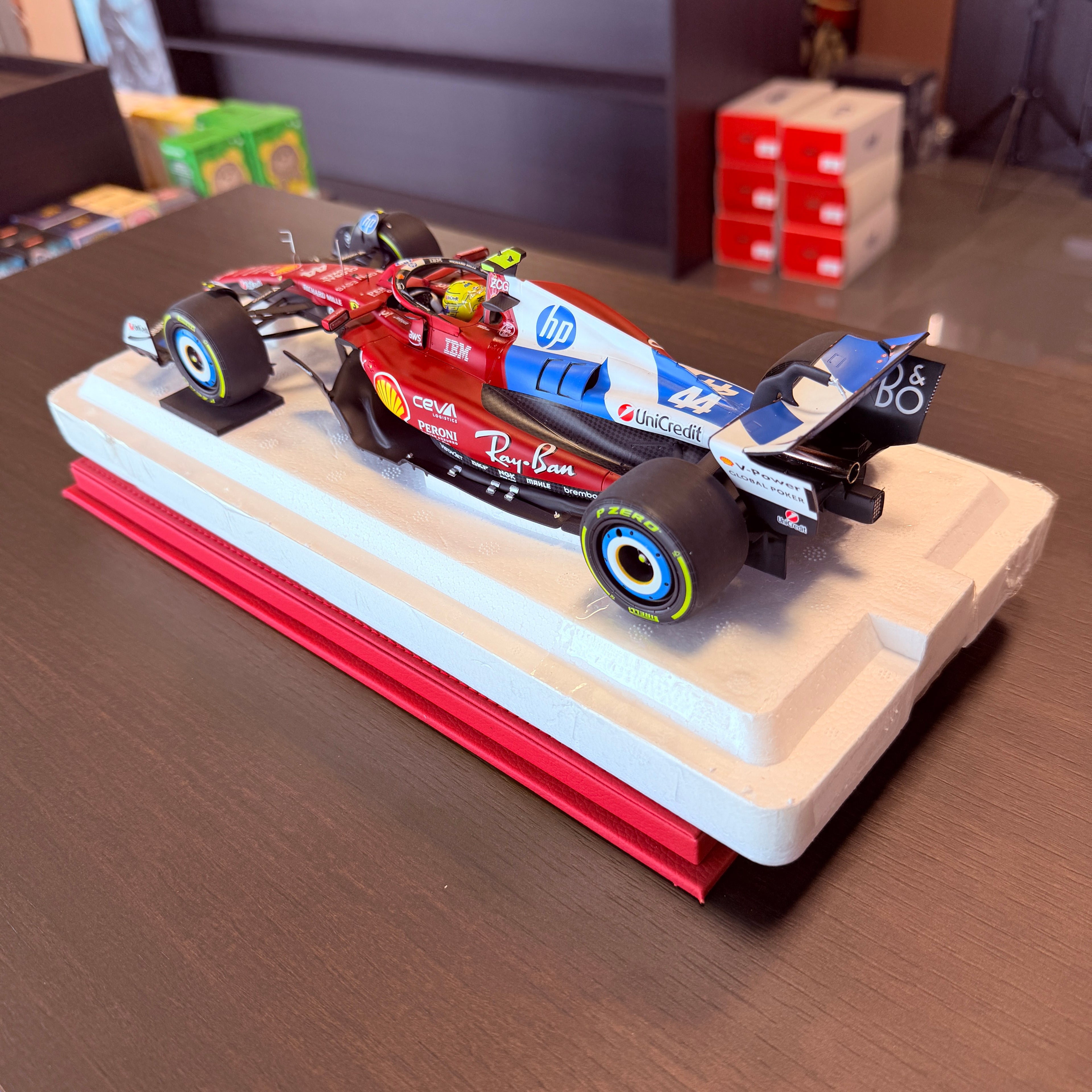 Ferrari SF-25 Miami Grand Prix 2025 Lewis Hamilton #44 1:18 Scale with Display Case by BBR Models