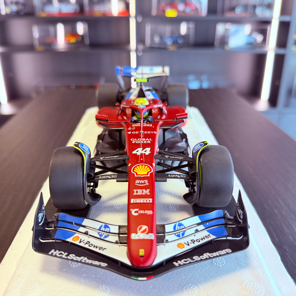 Ferrari SF-25 Miami Grand Prix 2025 Lewis Hamilton #44 1:18 Scale with Display Case by BBR Models