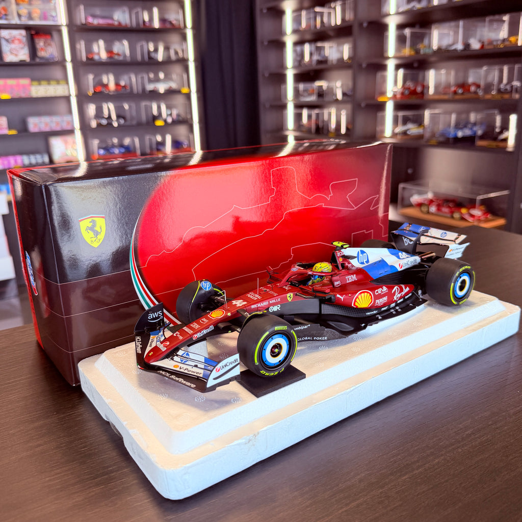 Ferrari SF-25 Miami Grand Prix 2025 Lewis Hamilton #44 1:18 Scale with Display Case by BBR Models