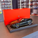 Ferrari 12Cilindri Panoramic Roof Verde British with Yellow Stripes Limited Edition 1:18 Scale with Display Case by BBR Models