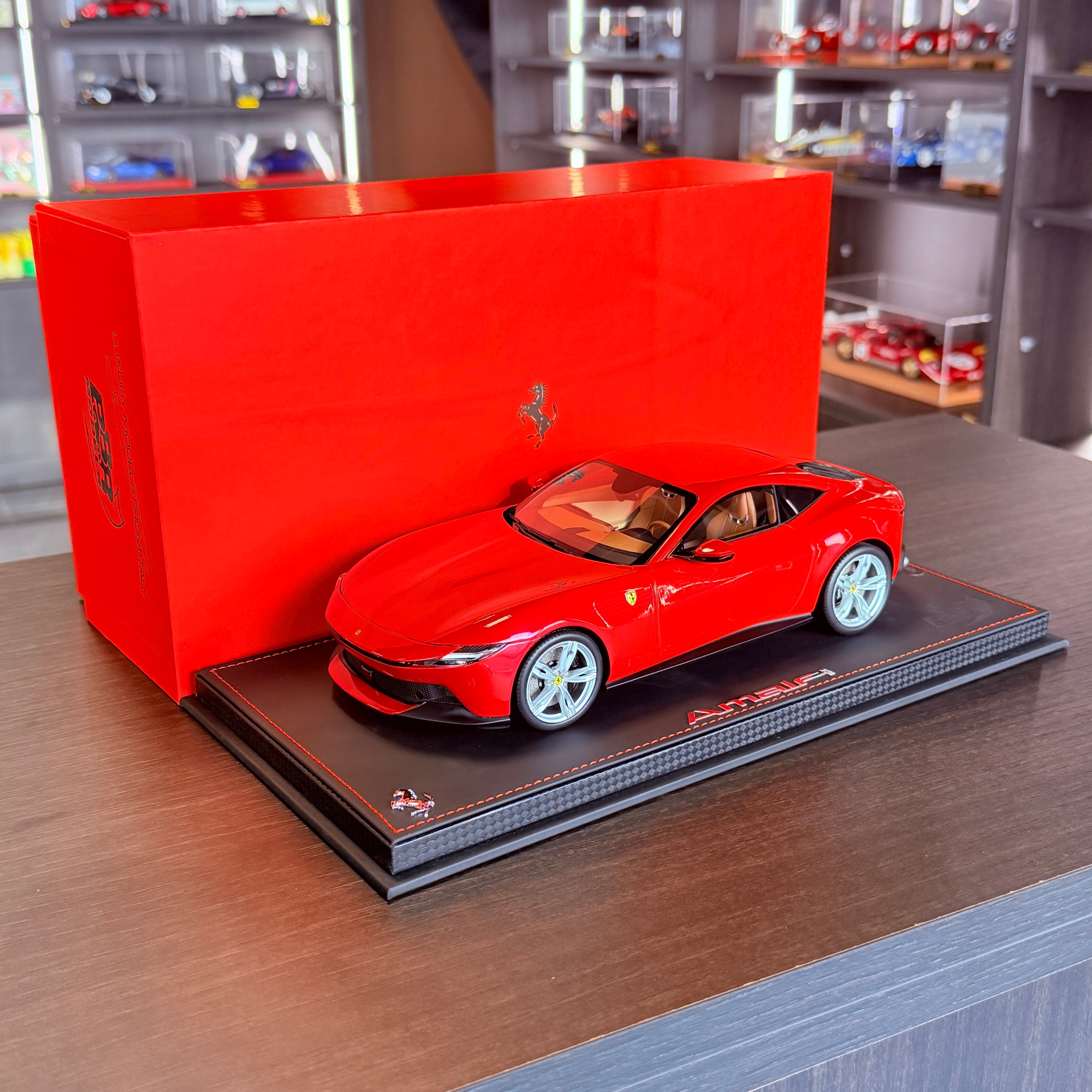 Ferrari Amalfi Rosso Corsa 1:18 Scale with Display Case by BBR Models