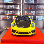 Porsche 911 (991.2) GT3 RS с пакет Weissach Racing Yellow – мащабен модел автомобил в мащаб 1:18 от AUTOart