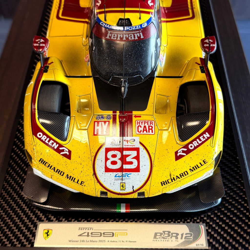 BBR Models Ferrari 499P #83 Dirty Version – Winner 24 Hours of Le Mans 2025 – Kubica, Ye & Hanson – 1:12 Scale Model Car (Limited Edition 10 pcs)