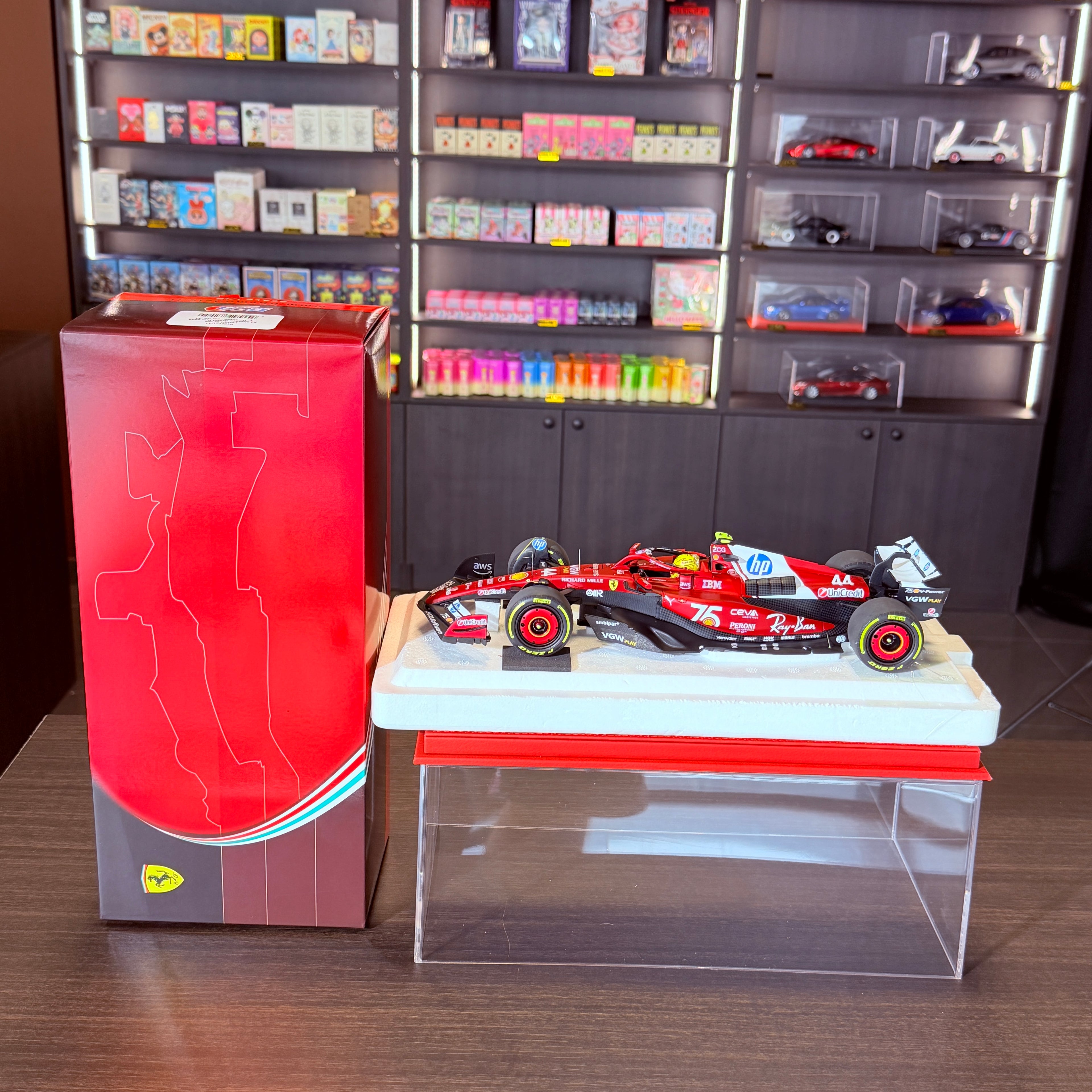 Ferrari SF-25 F1 Monaco Grand Prix 2025 Lewis Hamilton #44 1:18 Scale Poliform by BBR Models
