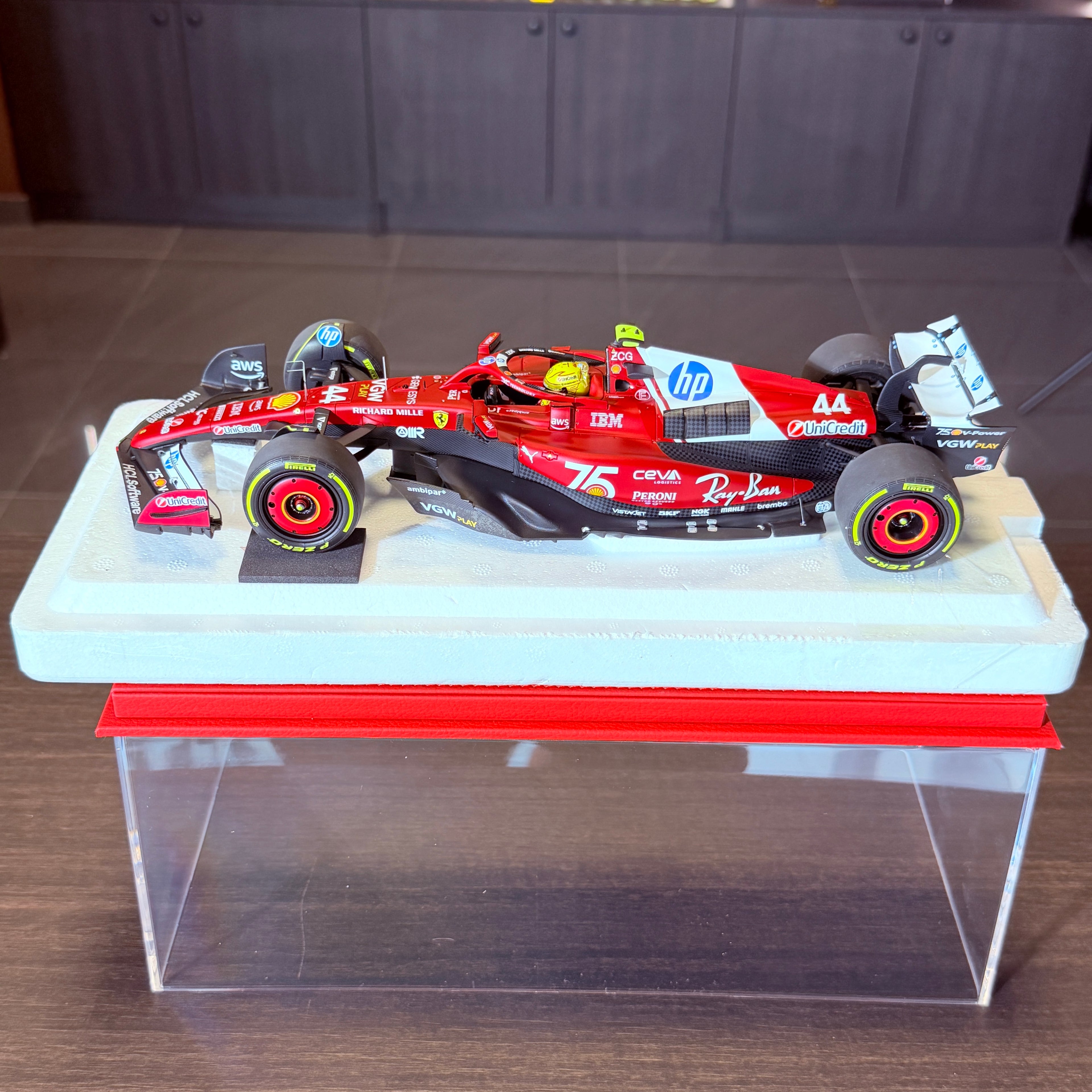 Ferrari SF-25 F1 Monaco Grand Prix 2025 Lewis Hamilton #44 1:18 Scale Poliform by BBR Models