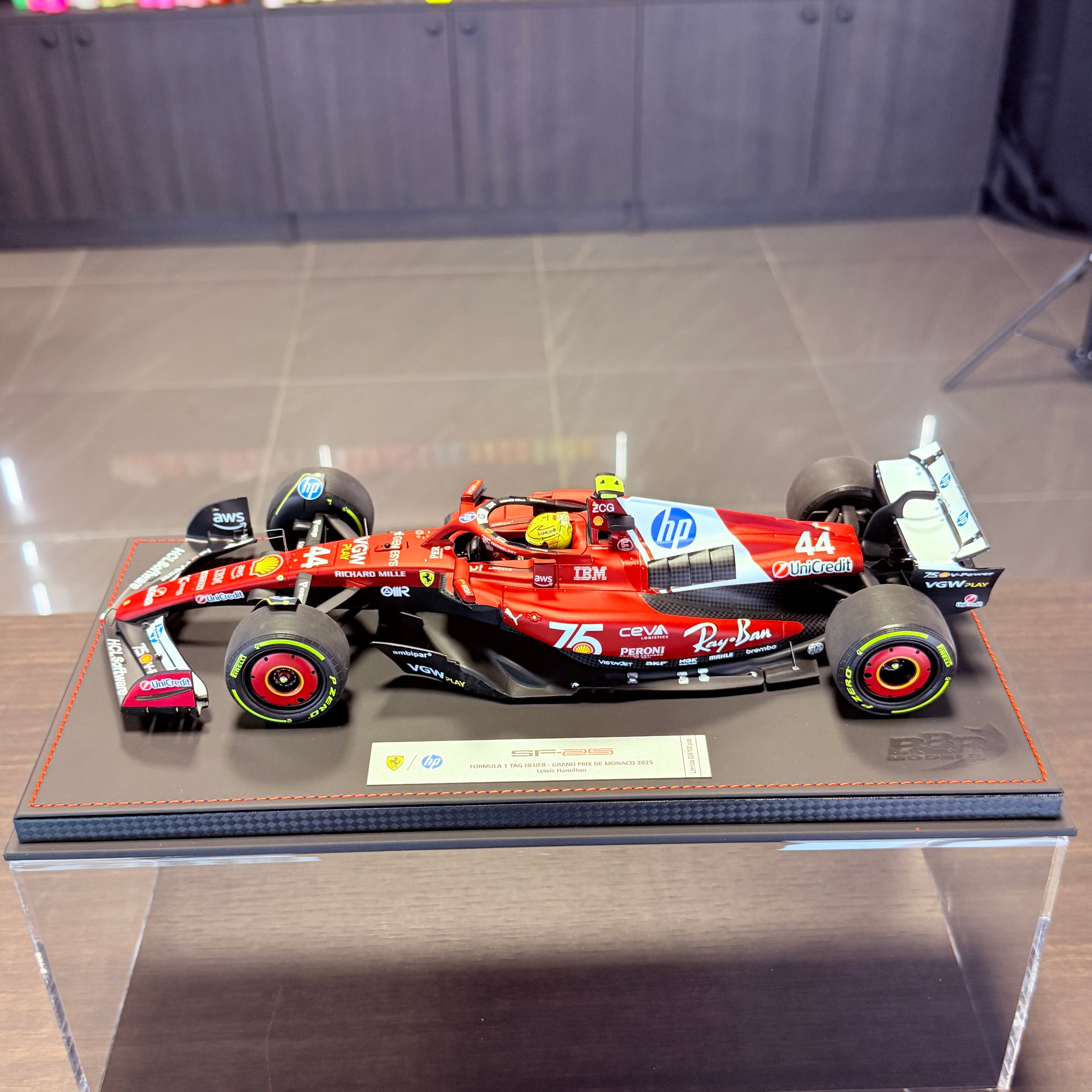Ferrari SF-25 F1 Monaco Grand Prix 2025 Lewis Hamilton #44 1:18 Scale by BBR Models (Limited 100)