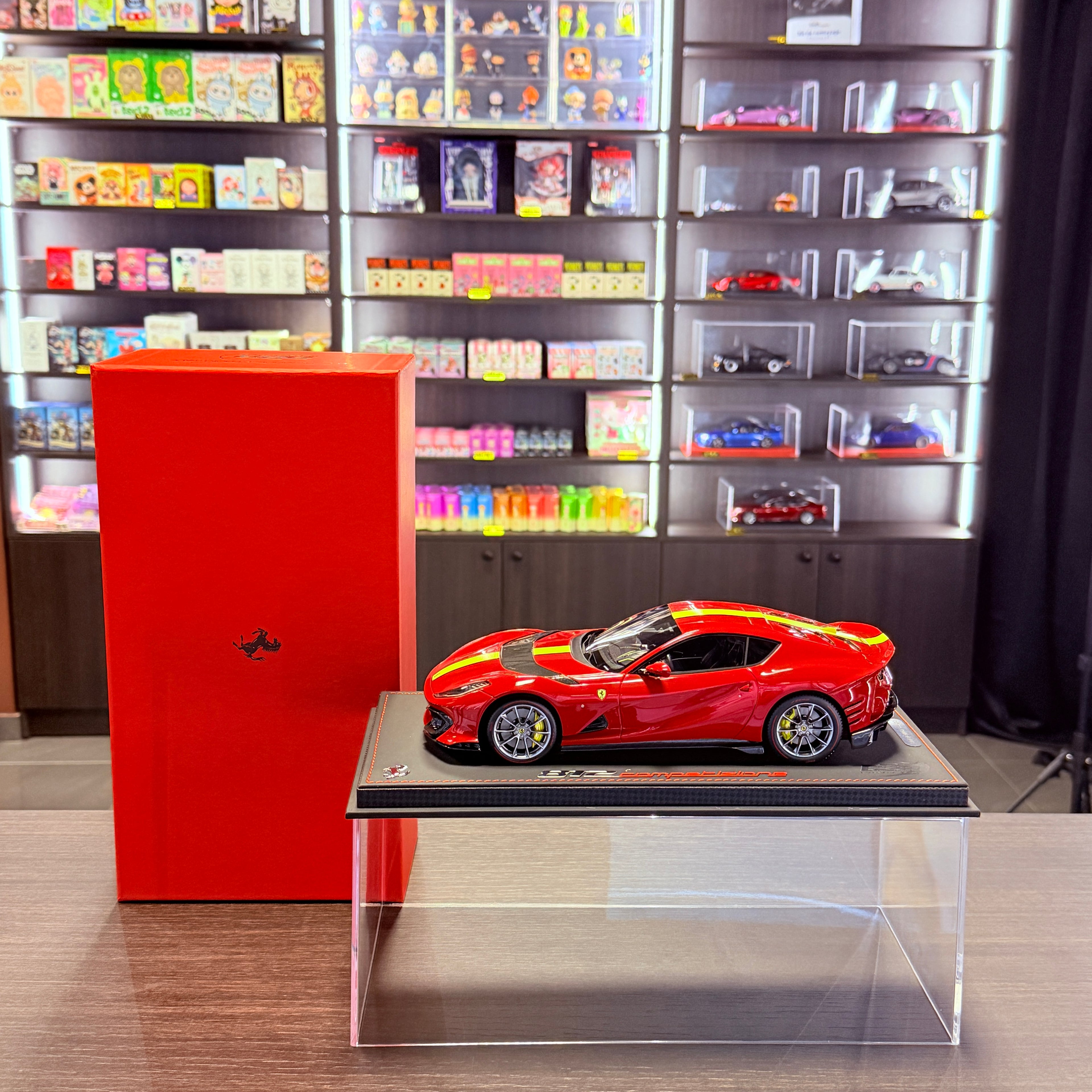 Ferrari 812 Competizione 2021 Rosso Corsa 322 1:18 Scale with Display Case by BBR Models (Limited 212)
