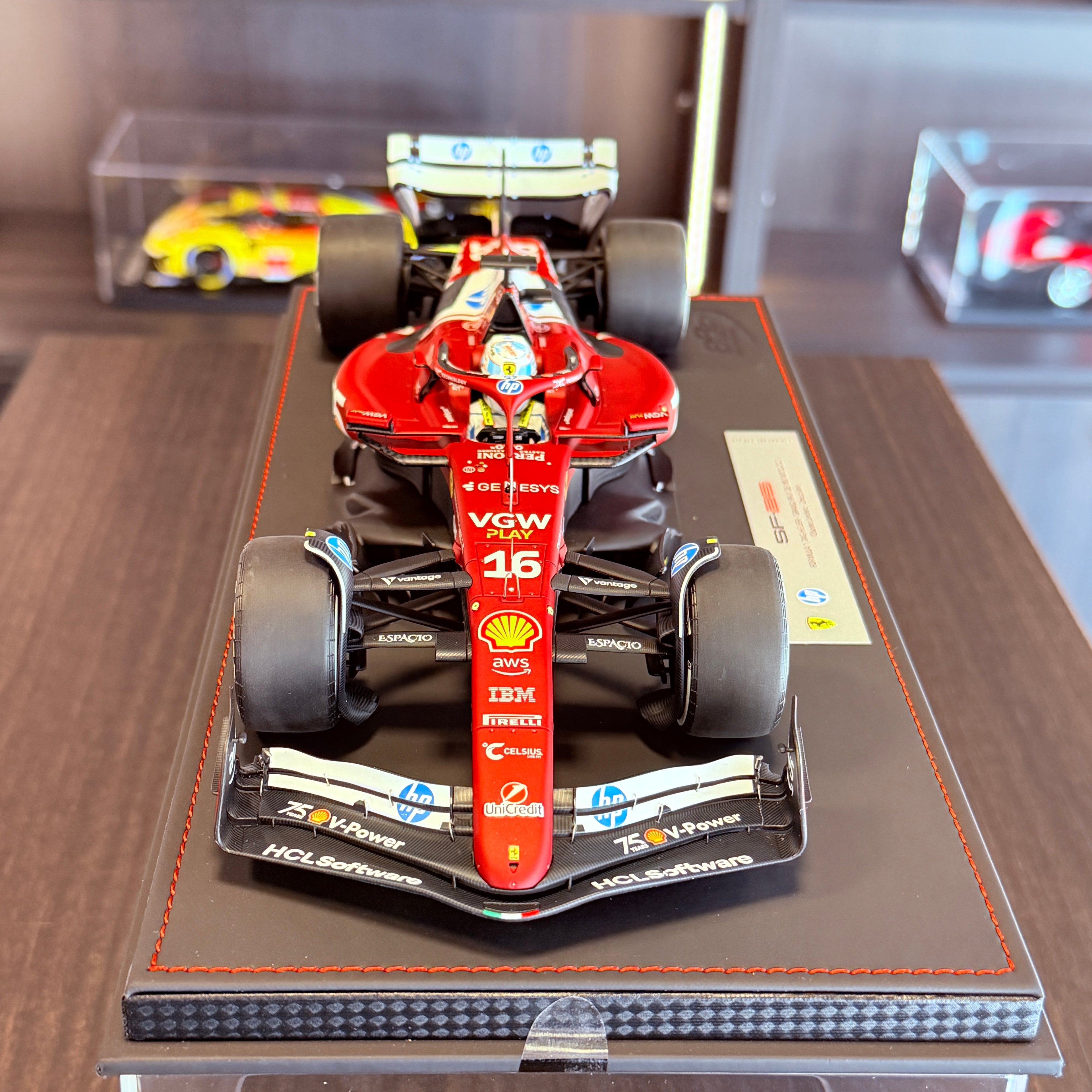Ferrari SF-25 F1 Monaco Grand Prix 2025 Charles Leclerc #16 1:18 Scale with Display Case by BBR Models (Limited 216)
