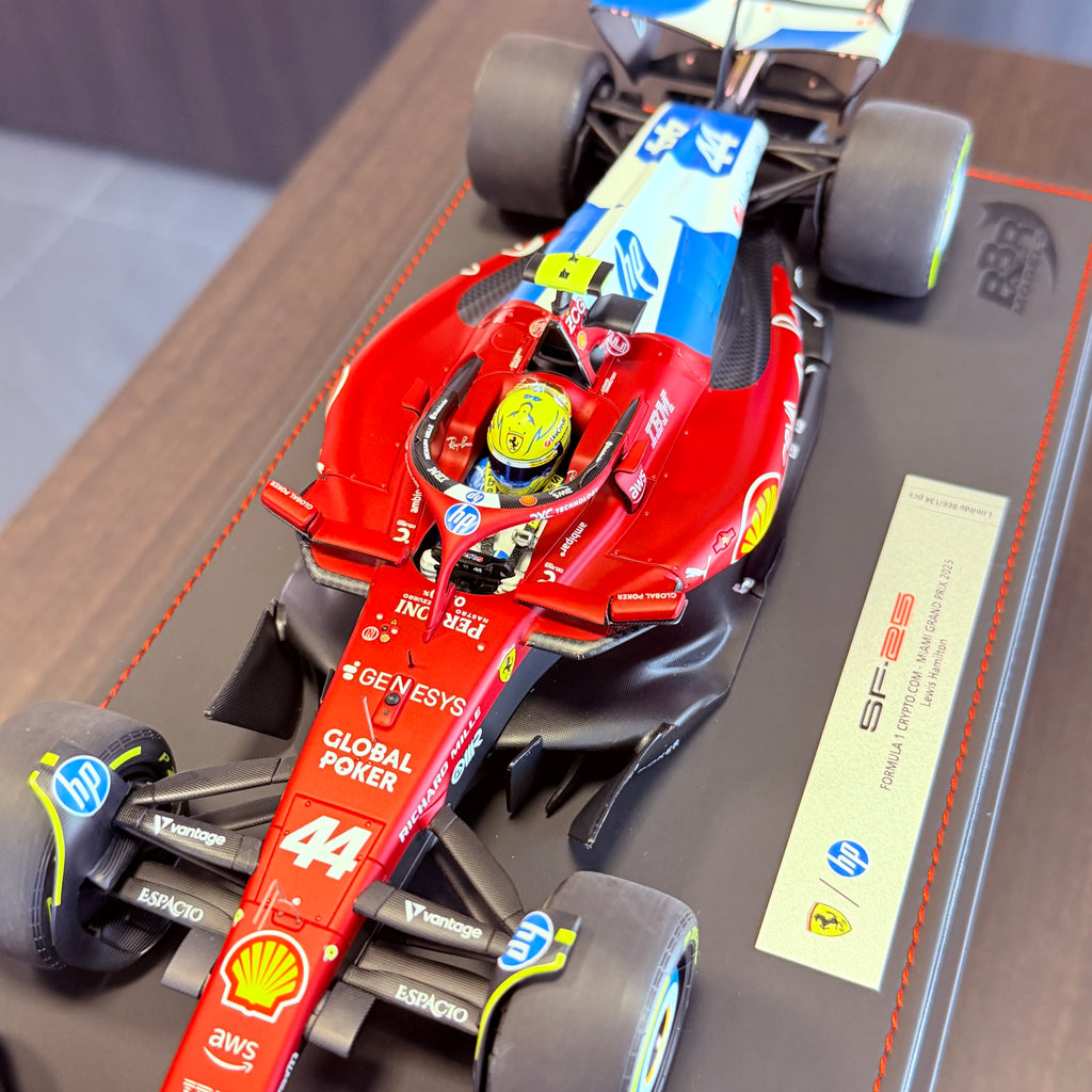 Ferrari SF-25 F1 Miami Grand Prix Lewis Hamilton #44 1:18 Scale with Display Case by BBR Models (Limited 134)