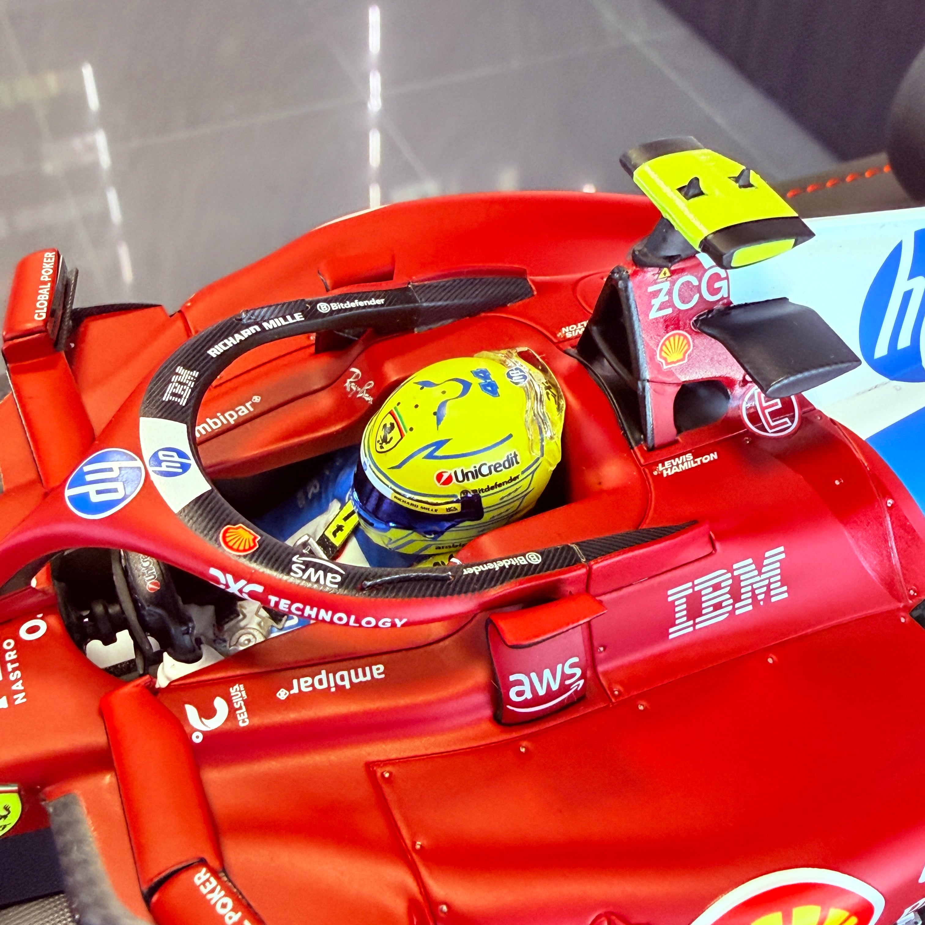 Ferrari SF-25 F1 Miami Grand Prix Lewis Hamilton #44 1:18 Scale with Display Case by BBR Models (Limited 134)
