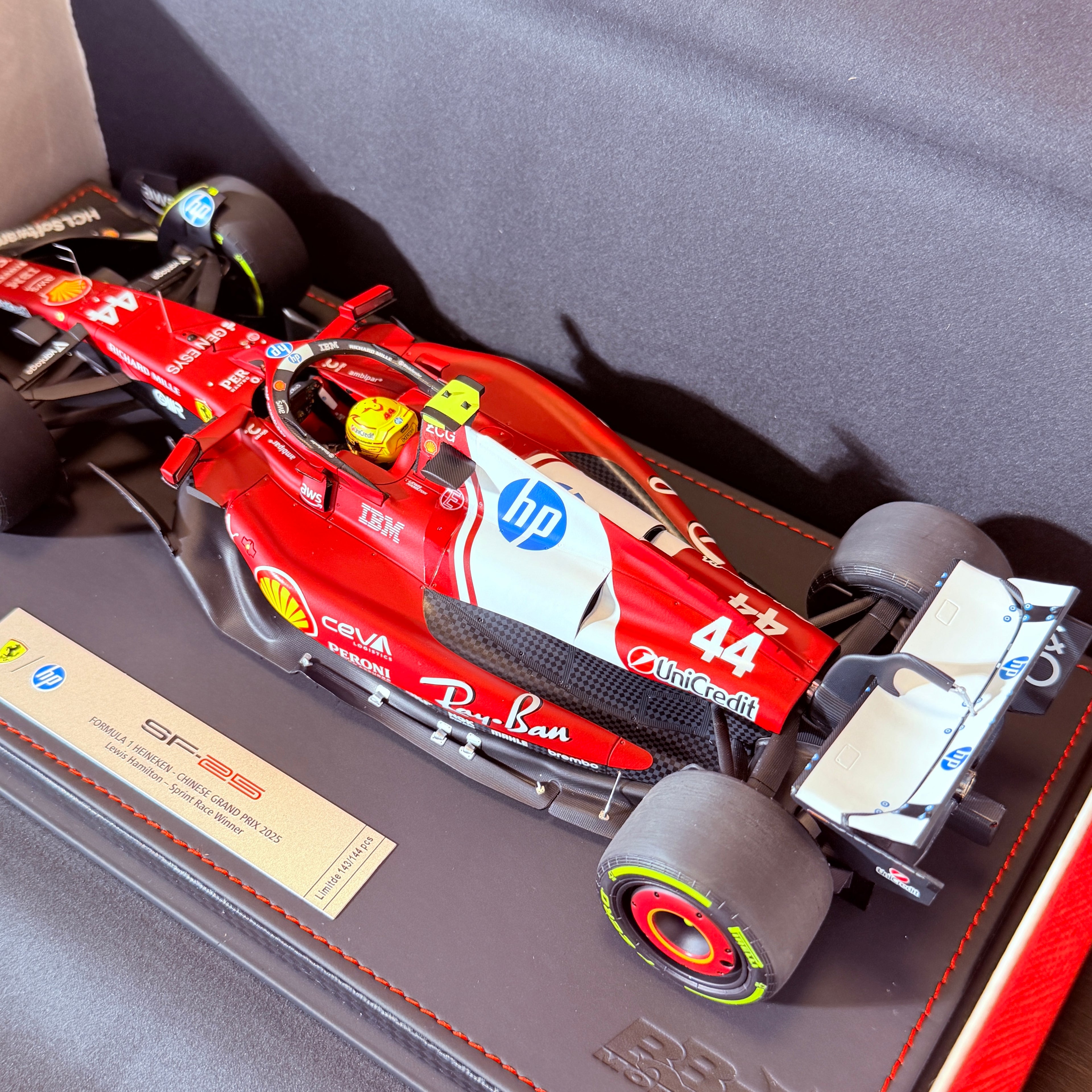Ferrari SF-25 F1 Chinese Grand Prix 2025 Lewis Hamilton #44 Winner 1:18 Scale by BBR Models (Limited 144)