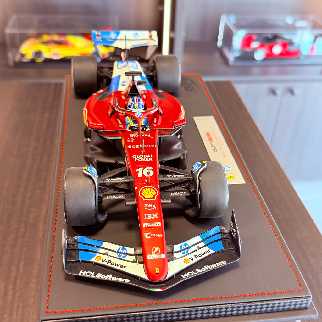 Ferrari SF-25 F1 Miami Grand Prix Charles Leclerc #16 1:18 Scale Luxury Pack with Display Case by BBR Models