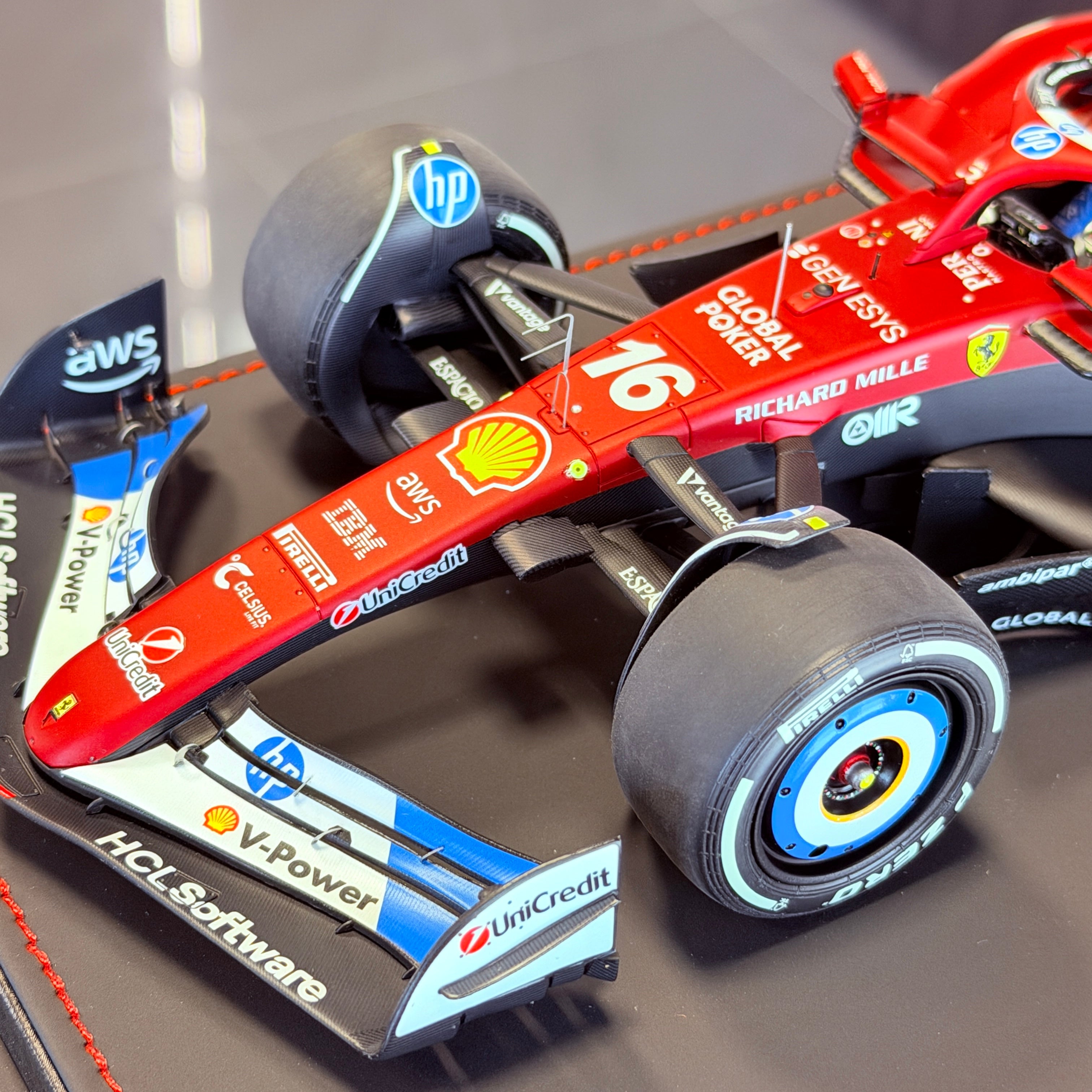 Ferrari SF-25 F1 Miami Grand Prix Charles Leclerc #16 1:18 Scale Luxury Pack with Display Case by BBR Models