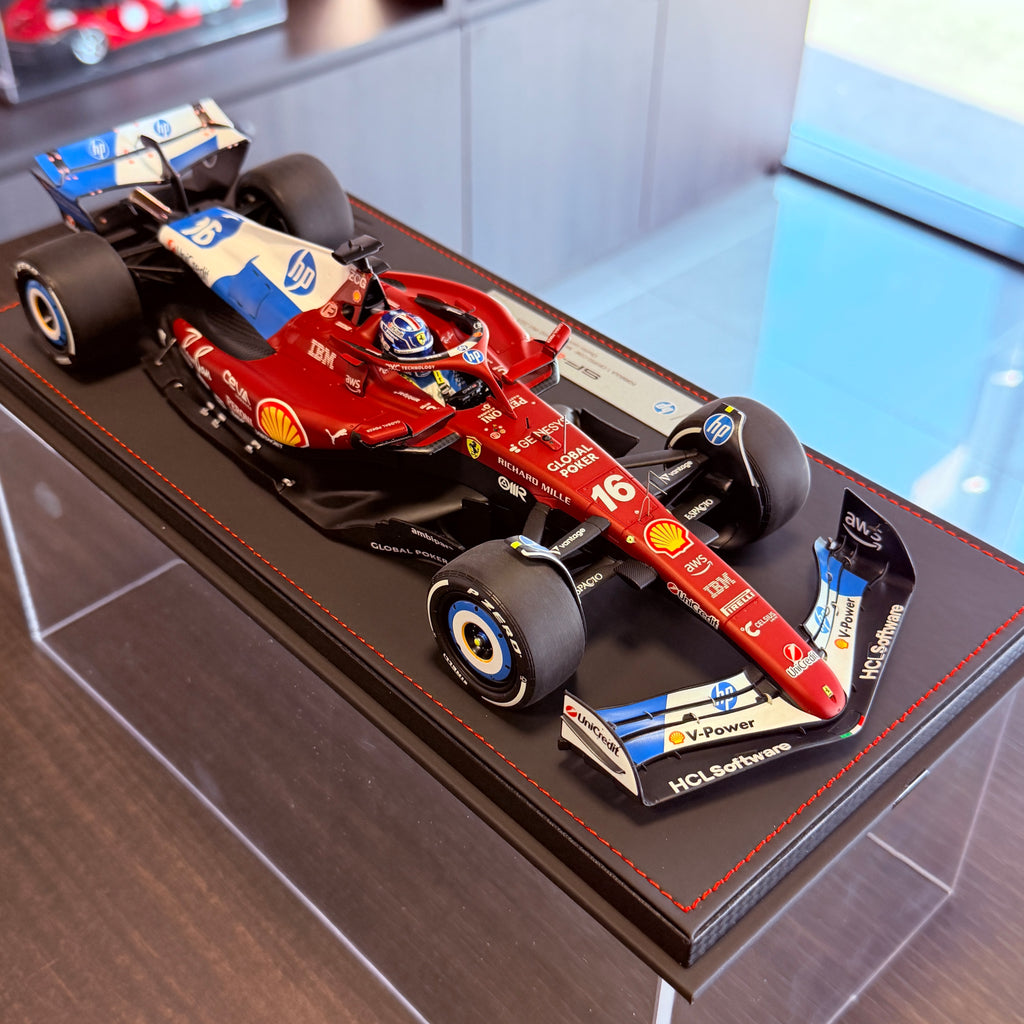 Ferrari SF-25 F1 Miami Grand Prix Charles Leclerc #16 1:18 Scale Luxury Pack with Display Case by BBR Models