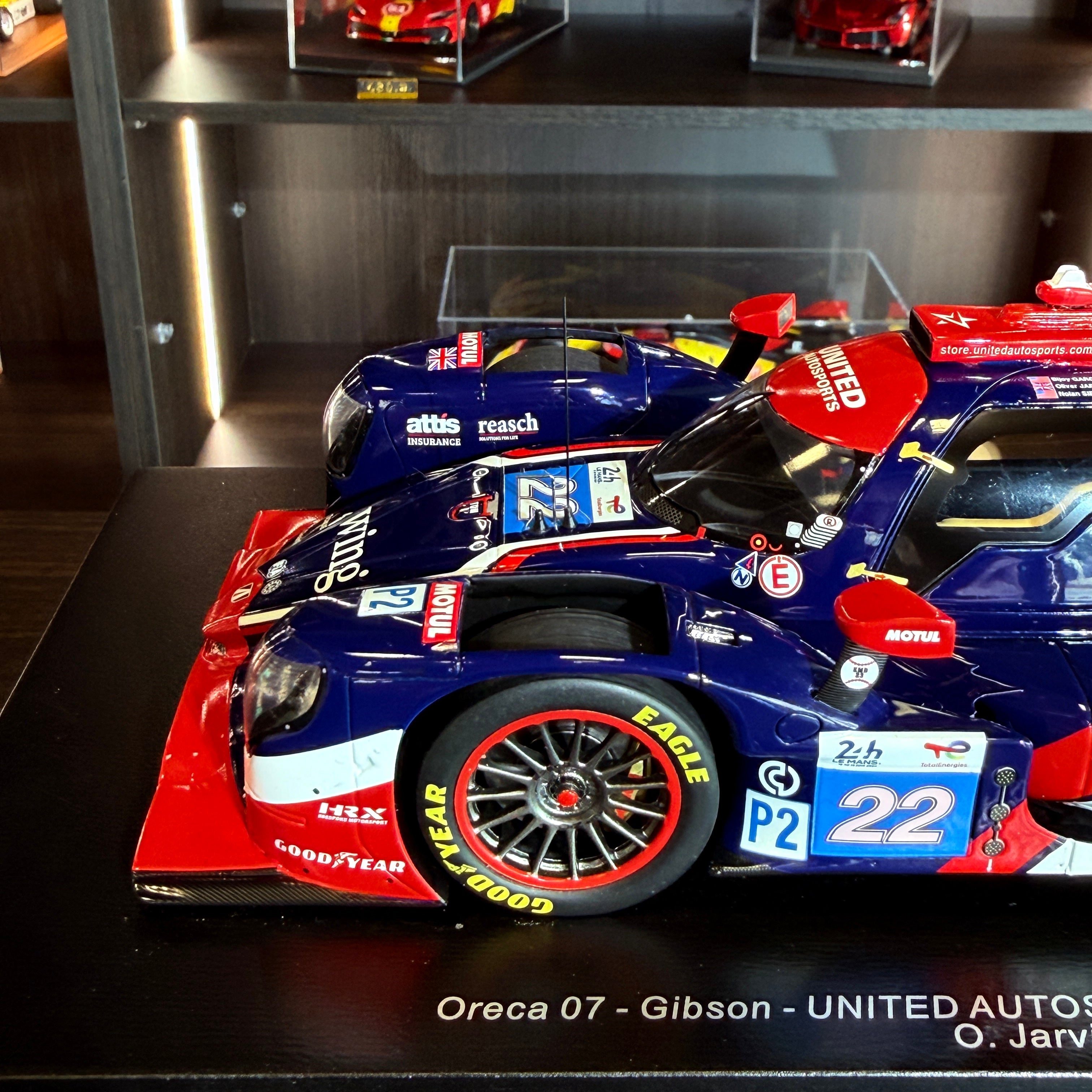 Oreca 07 Gibson United Autosports, zmagovalec razreda LMP2 na 24-urni dirki Le Mans 2024, merilo 1:18 z vitrino znamke Spark