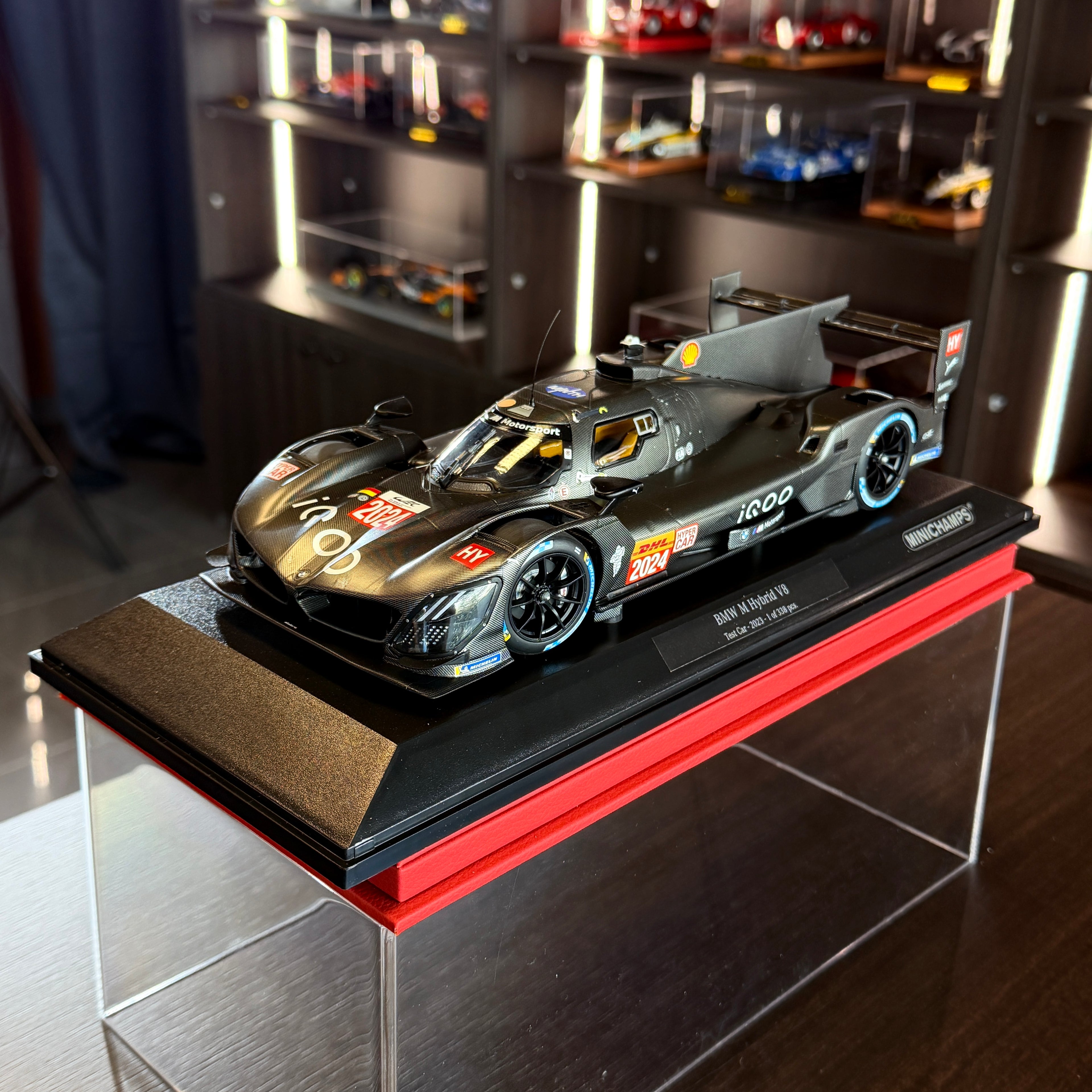 BMW M Hybrid V8 Test Car 2023 Limited Edition 338 Pieces 1:18 Scale with Display Case by Minichamps
