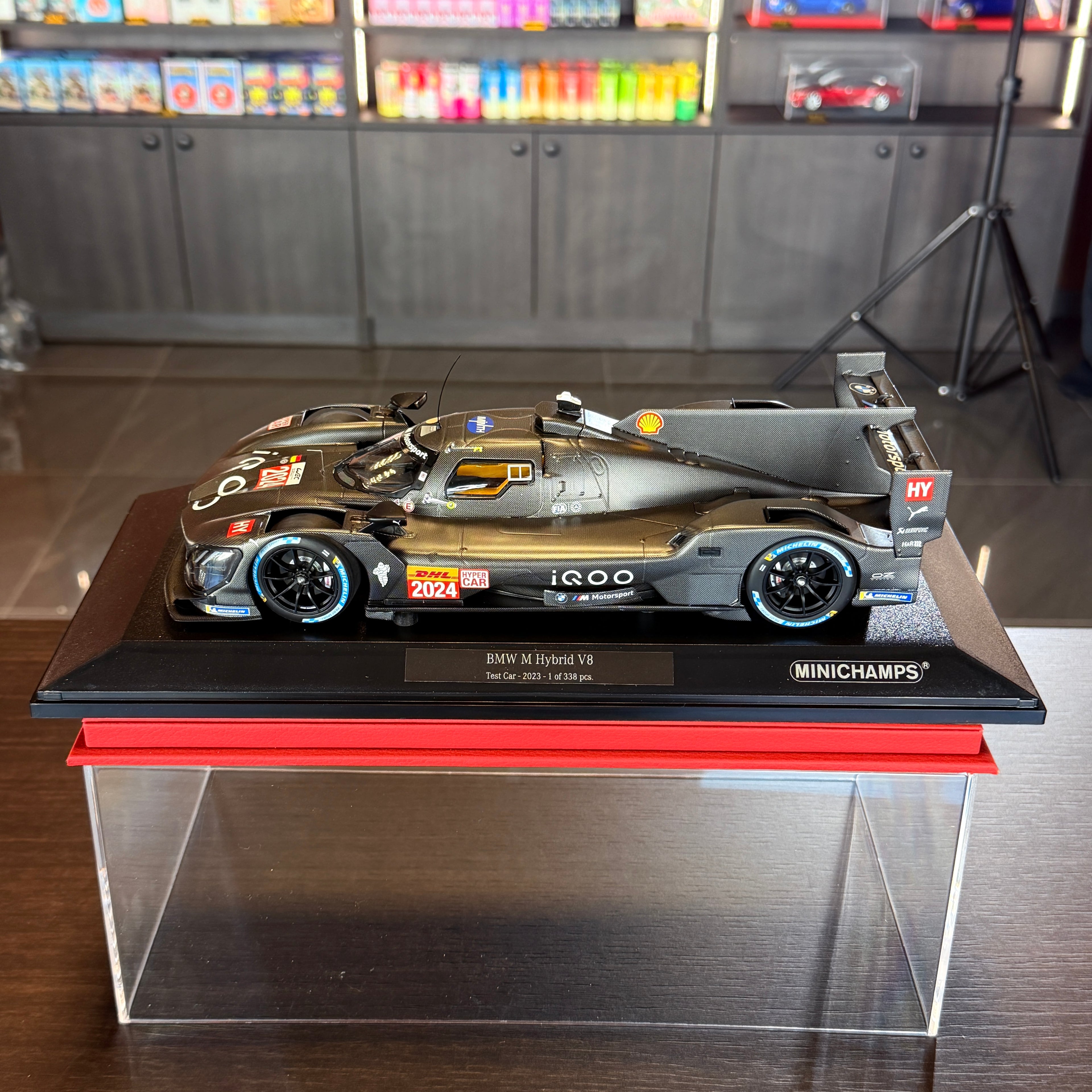 BMW M Hybrid V8 Test Car 2023 Limited Edition 338 Pieces 1:18 Scale with Display Case by Minichamps
