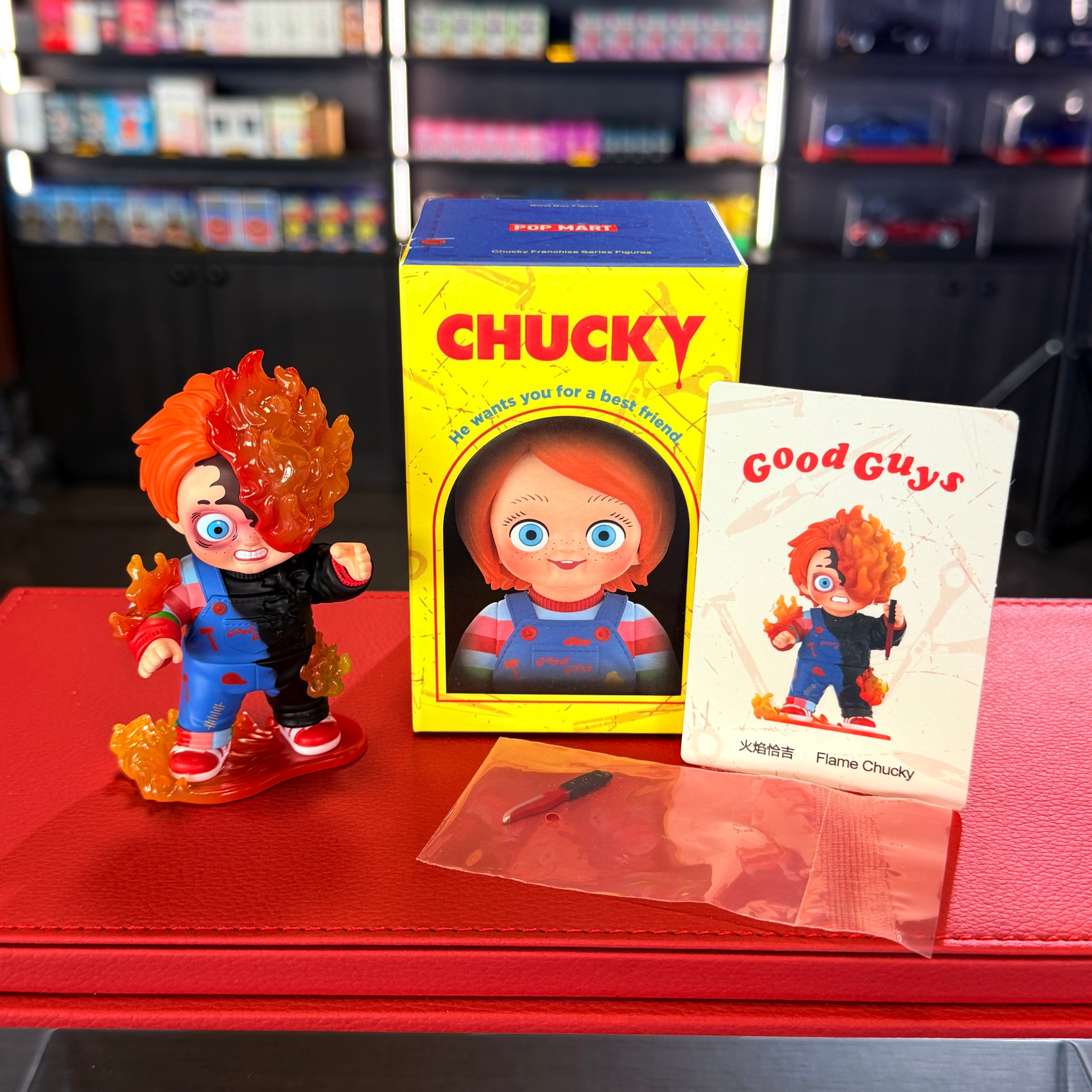 Chucky Franchise Series Flame Chucky-figuur, bevestigde blind box, van POP MART