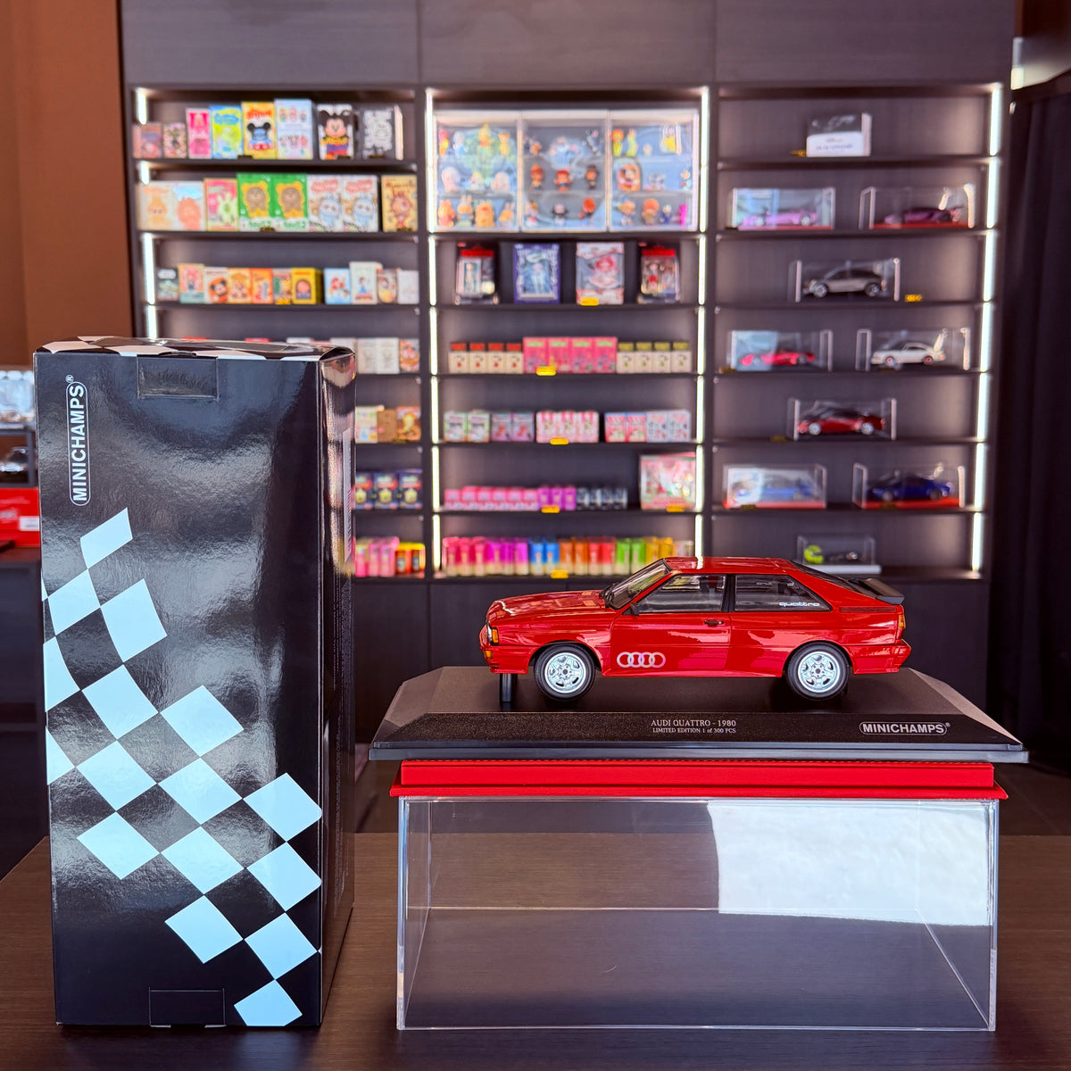 Audi quattro 1980 červený model v měřítku 1:18 od Minichamps