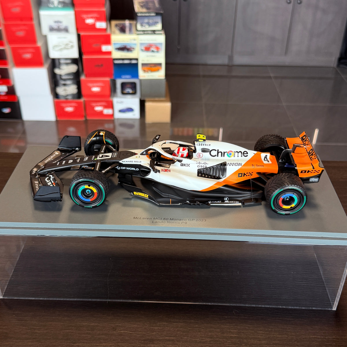 McLaren MCL60 Monaco GP 2023 Lando Norris P9 1:18 by Spark