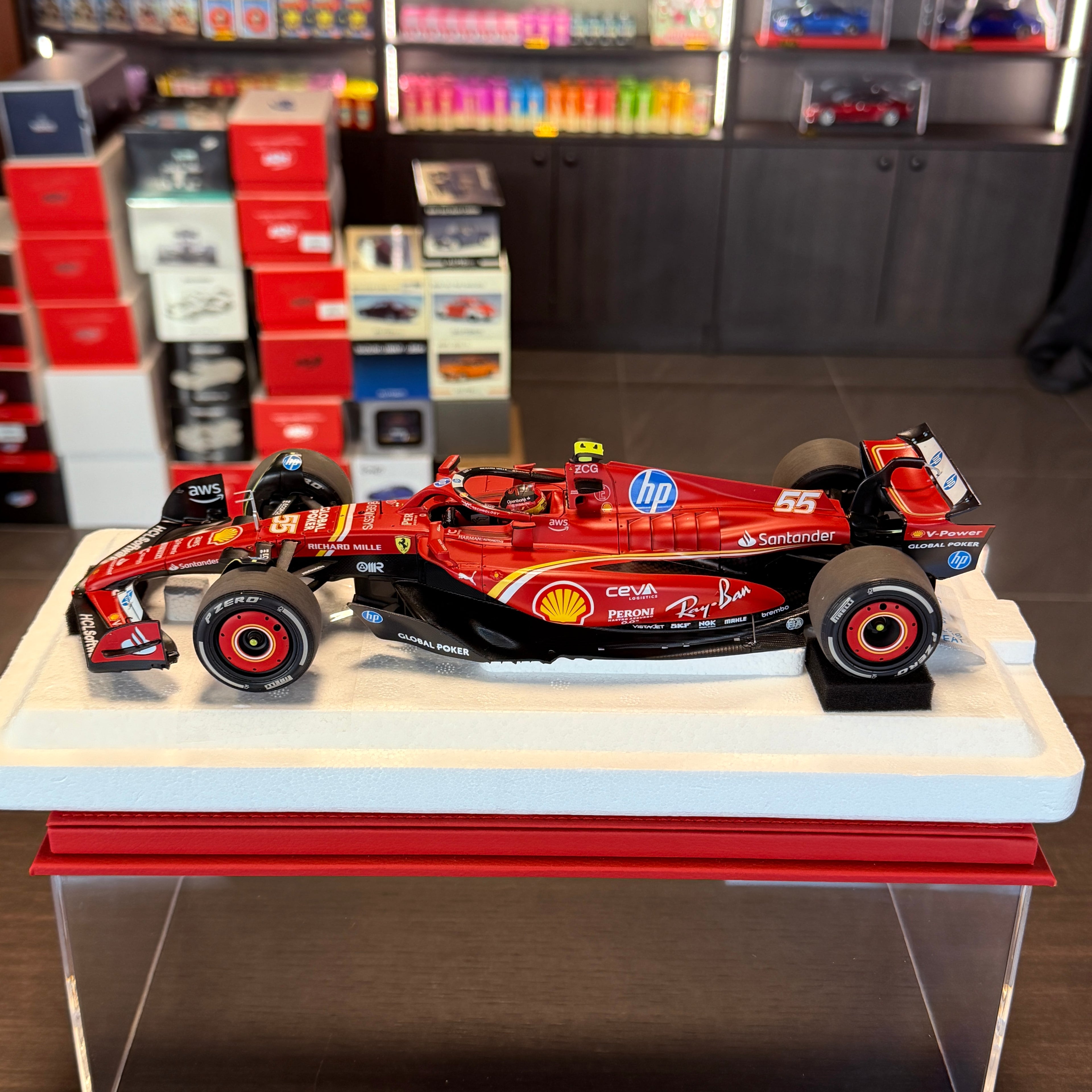 Ferrari SF-24 United States Grand Prix 2024 Carlos Sainz 2nd Place 1:18 Scale by BBR Models Poliform