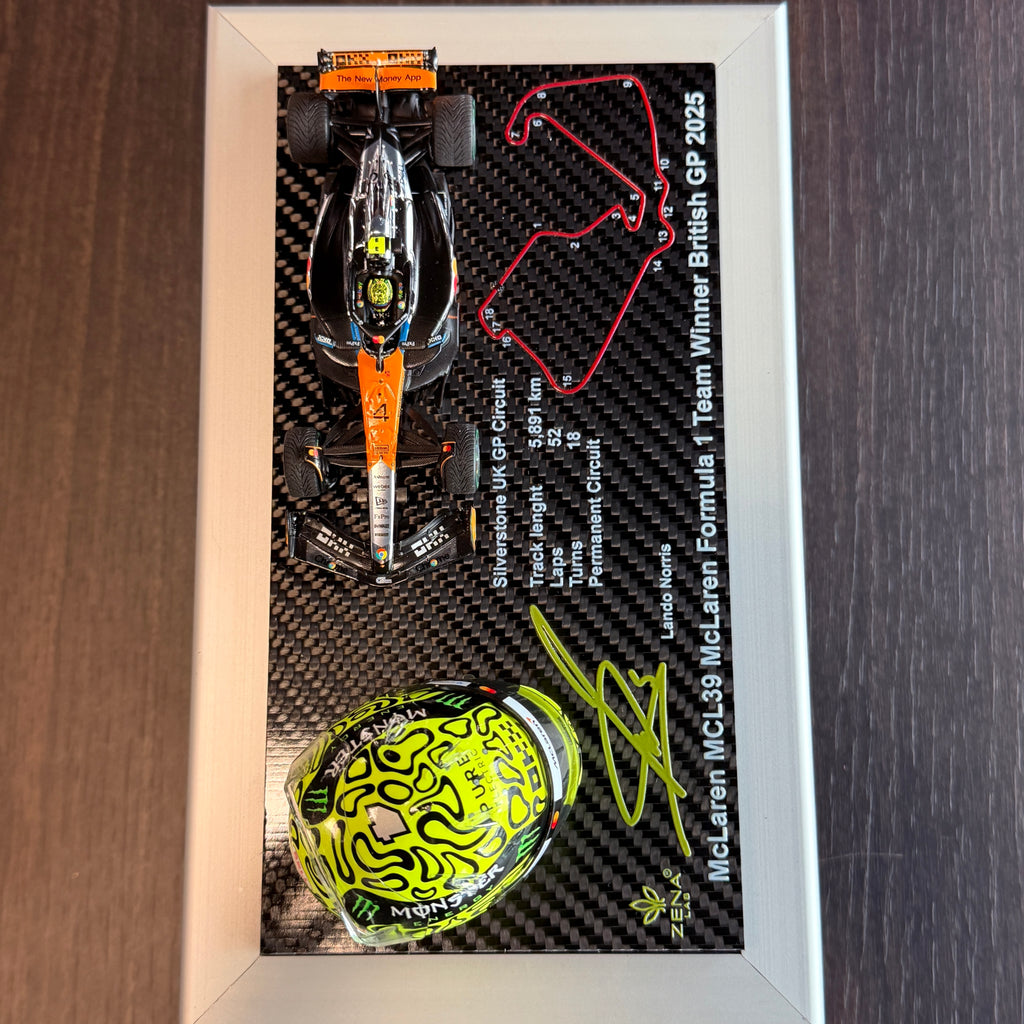 ZENA LAB McLaren MCL39 #4 British GP 2025 – top view with Silverstone circuit layout