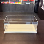 Atlantic Maranello 1:18 hand made acrylic display case with beige leather base – front view