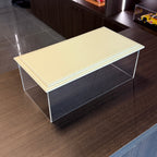 Atlantic Maranello clear acrylic cover and beige leather base – rear three-quarter view