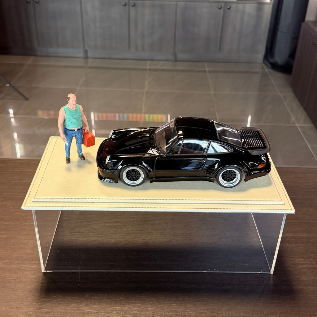 Atlantic Maranello beige leather display base shown with 1:18 model car – car and figure not included
