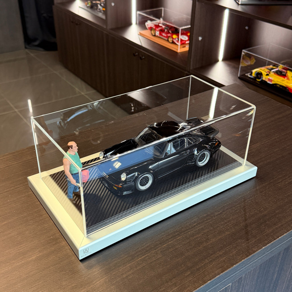 Atlantic Dieppe Carbon display case shown with 1:18 model for presentation