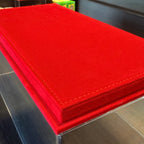 BBR display case for 1:18 scale models with red Alcantara base – three-quarter view